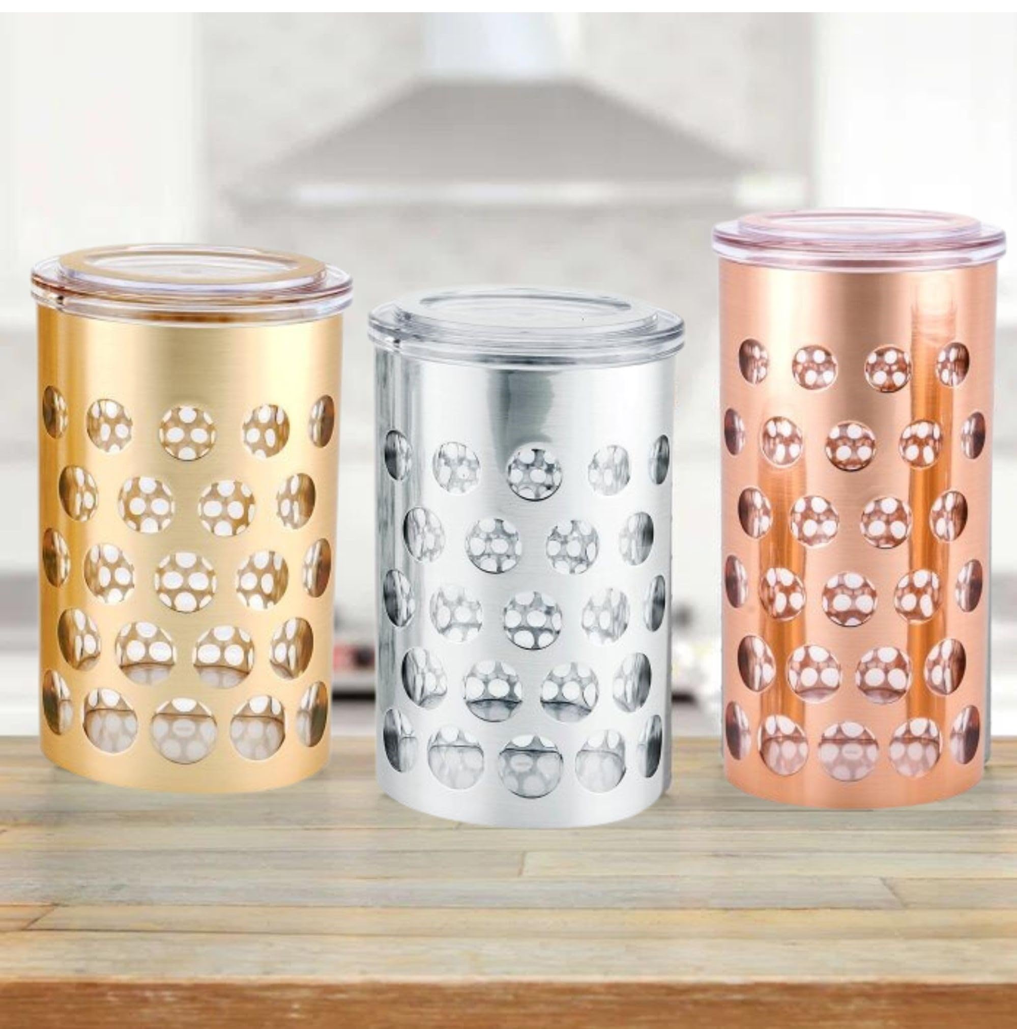 Premsons® Airtight Polka Dot Jar | Stylish Large Kitchen Storage Container for Tea, Sugar, Spices, Coffee & More
