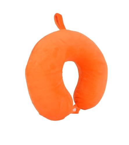 Cushy® Travel Neck Pillow with 360-Degree Head Support - Memory Foam Luxury Soft Pillow for Sleeping Rest - Home Travel Airplane Car - Plain, Orange