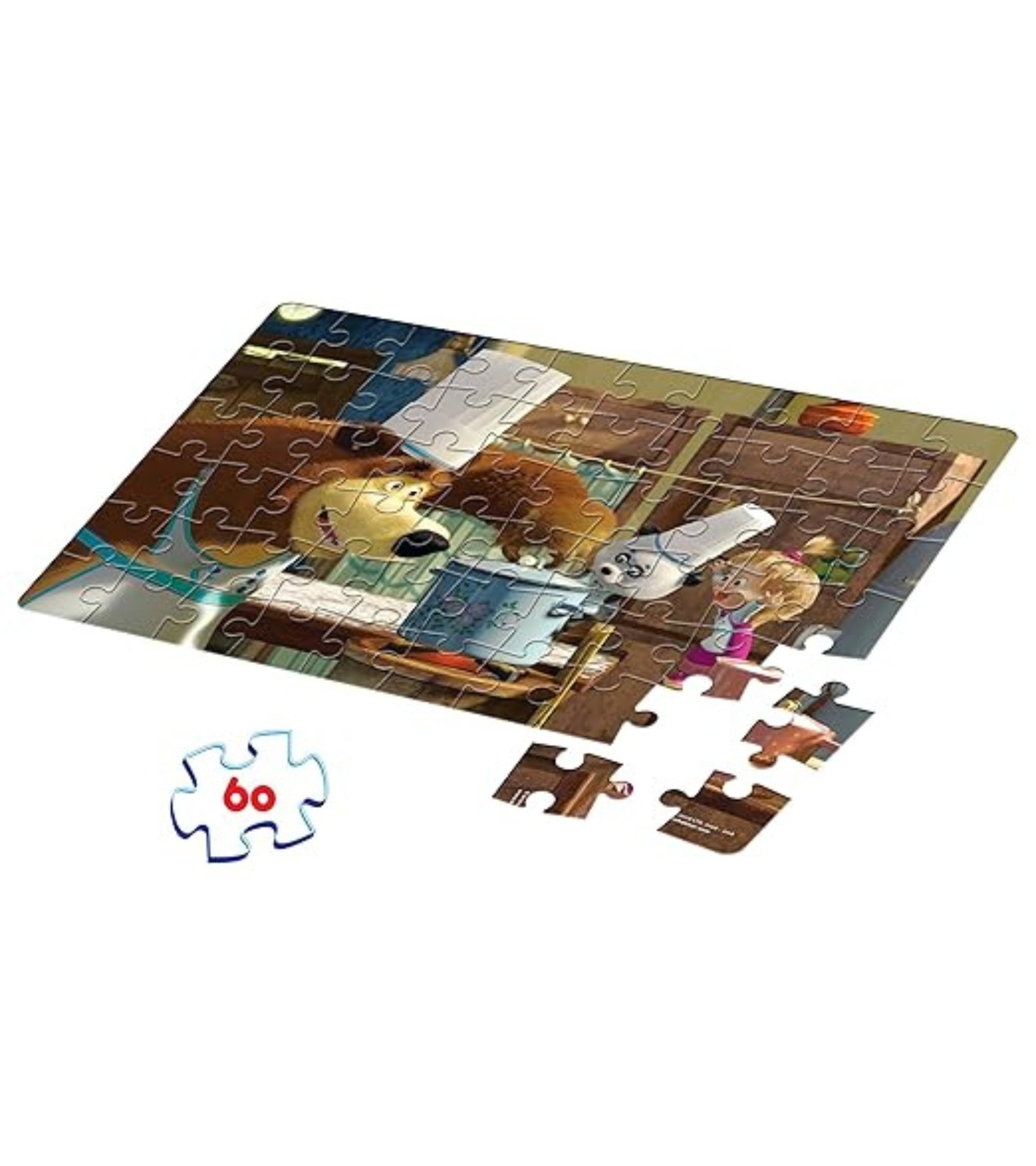 Frank Masha and The Bear 3-in-1 Jigsaw Puzzle – 48 Pieces Brain Booster Game for Kids 5 Years & Above