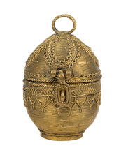 Premsons® Brass Decorative Container | Handcrafted Tribal Design Storage Box for Pooja, Home & Festive Décor