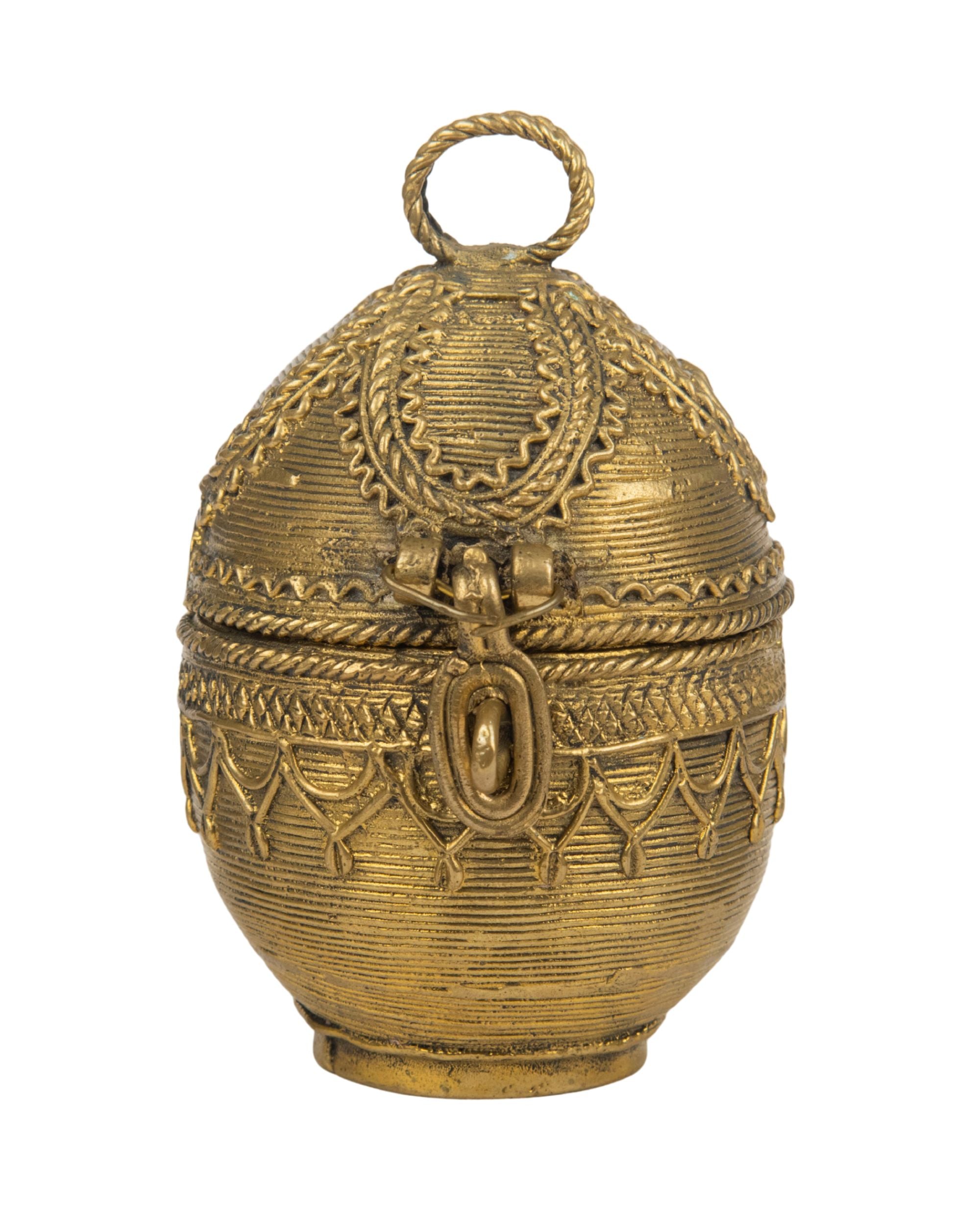 Premsons® Brass Decorative Container | Handcrafted Tribal Design Storage Box for Pooja, Home & Festive Décor