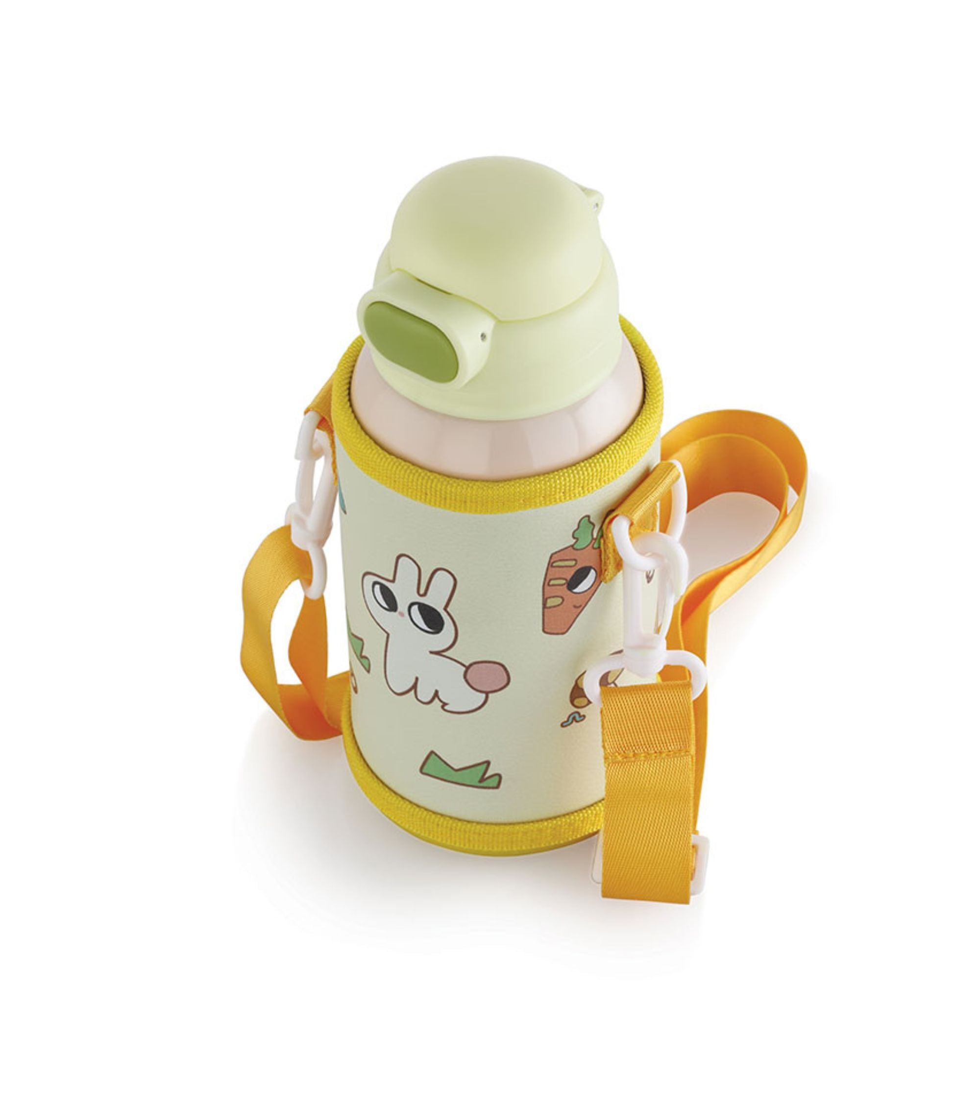 Premsons® Cute Bunny Printed Kids Water Bottle – Leak-Proof Lid, Insulated Sleeve & Adjustable Carry Strap