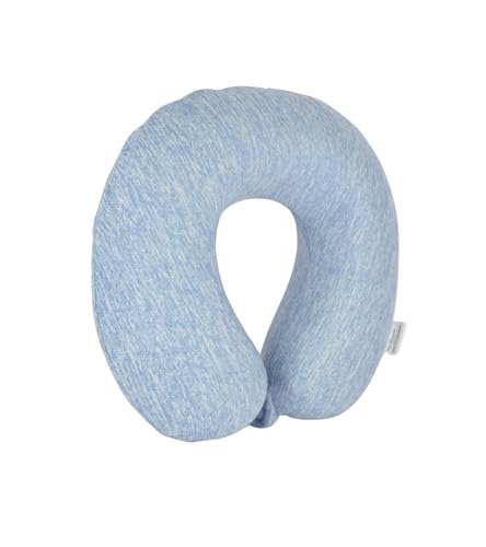 Cushy® Travel Neck Pillow with 360-Degree Head Support - Memory Foam Luxury Soft Pillow for Sleeping Rest - Home Travel Airplane Car - Plain, White & Light Blue