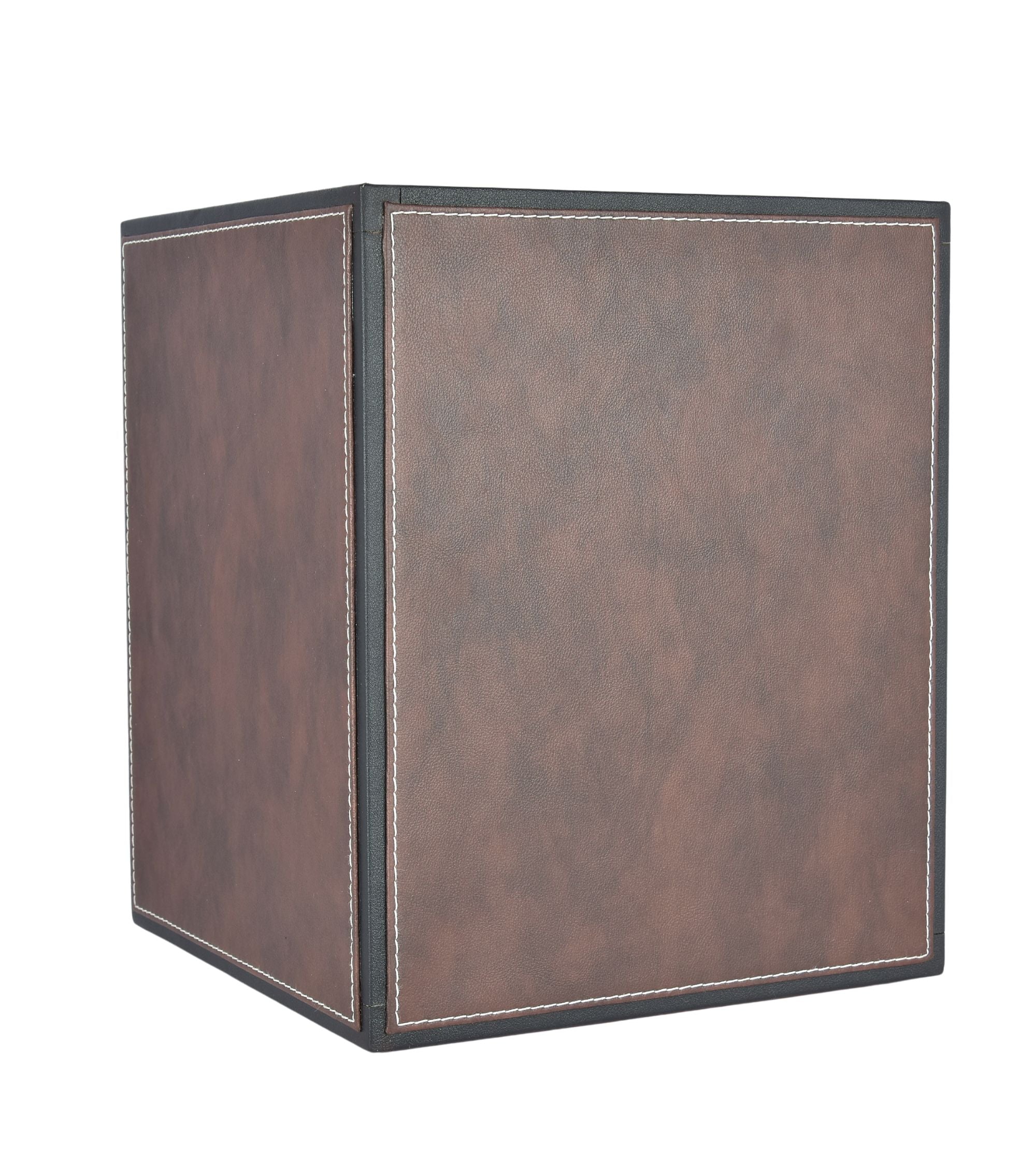 Premsons® Faux Leather Dustbin - Stylish & Durable Waste Bin for Home, Office, & Bedroom - Two Tone Square - Dark Brown + Black - 5 Litres