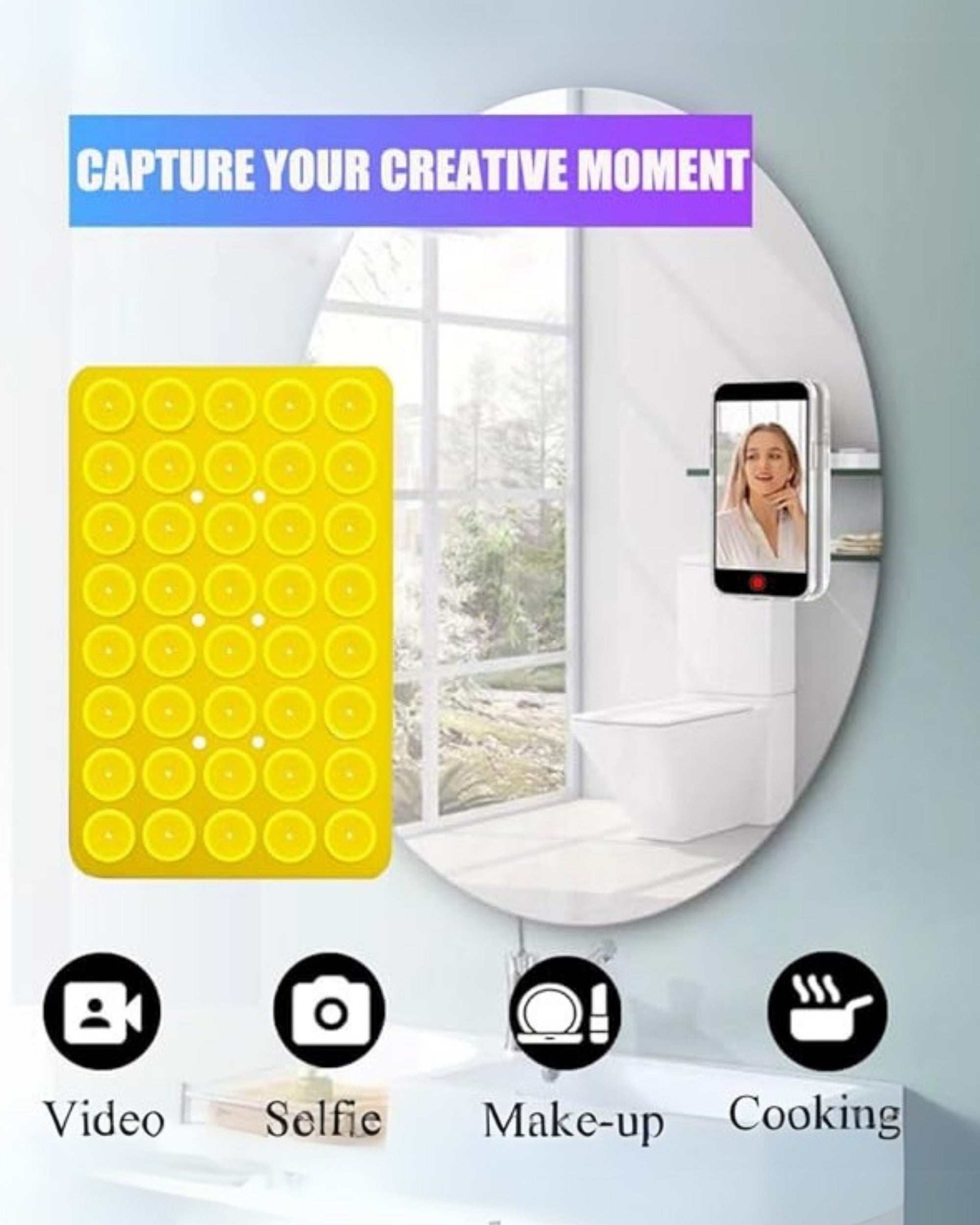 Premsons® StickyGrippy Suction Phone Case Mount – Silicone Adhesive Holder for iPhone & Android | Hands-Free Mirror & Shower Stand, Fidget Toy for Videos, Selfies & More