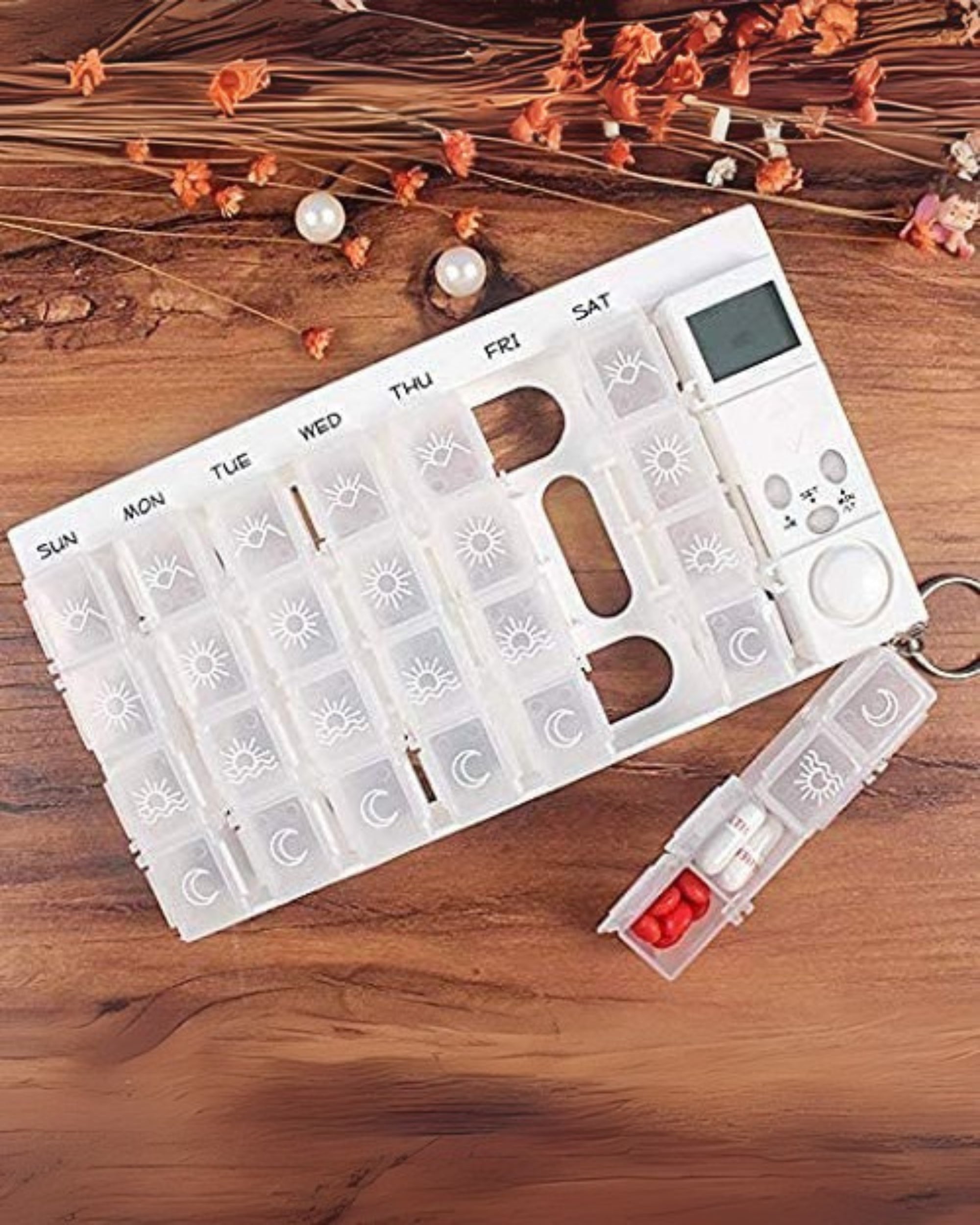 Premsons® Medicine Box with Alarms | 7-Day Automatic Pill Dispenser | Weekly Tablet Organizer with 28 Compartments & 4 Daily Reminders | Pill Storage Box | White