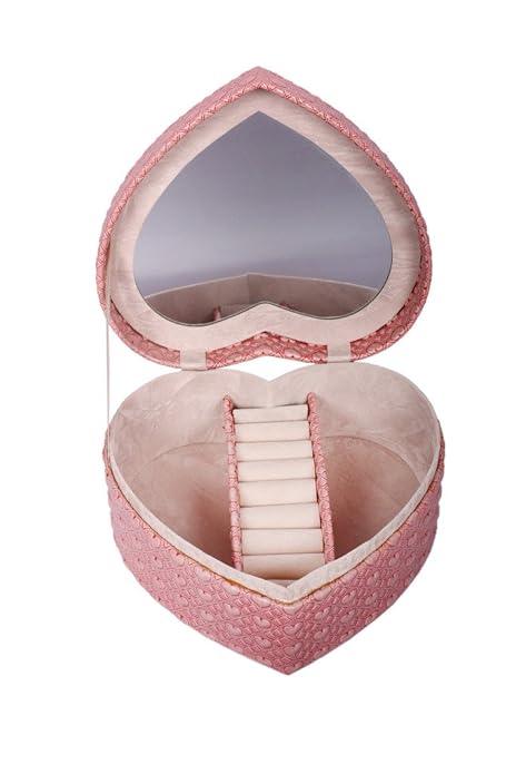 Premsons® Heart-Shaped Jewellery Box – Portable Classic Leatherette Organizer for Women – Elegant Multi-Layer Storage Case for Rings, Earrings & Accessories