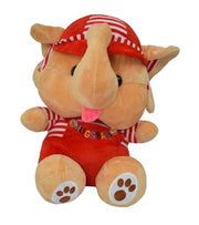 Premsons® Cute Elephant Soft Toy – Plush Stuffed Animal with Red Cap & Overalls | HUGS BABY Embroidered Design – Ideal Gift for Kids (Height: 35 cm)