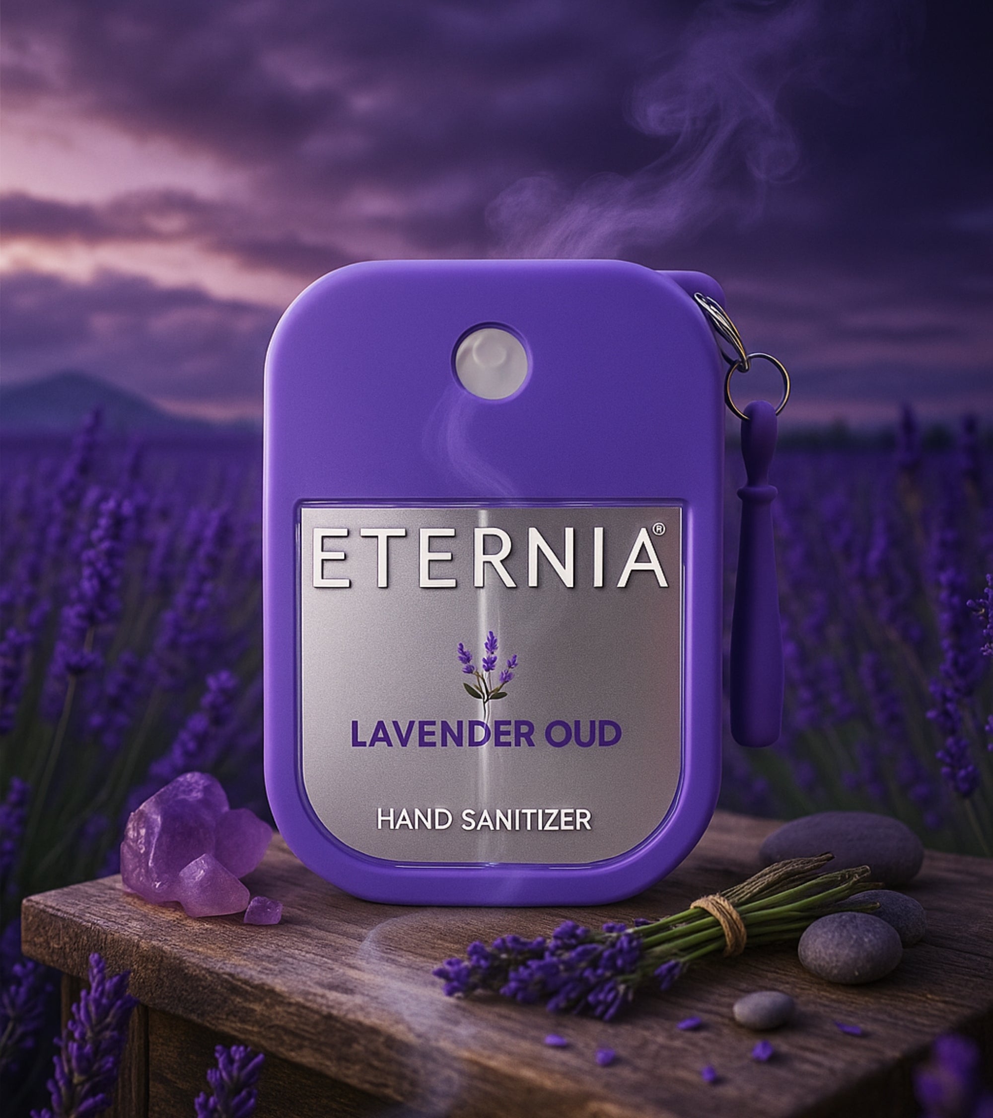 Eternia® Hand Sanitizer Spray - Hydrating Moisturizing Power Mist - Gentle on Skin, Quick-Drying Formula, Travel Friendly - Lavender Oud - 300+ Sprays - Pack of 2