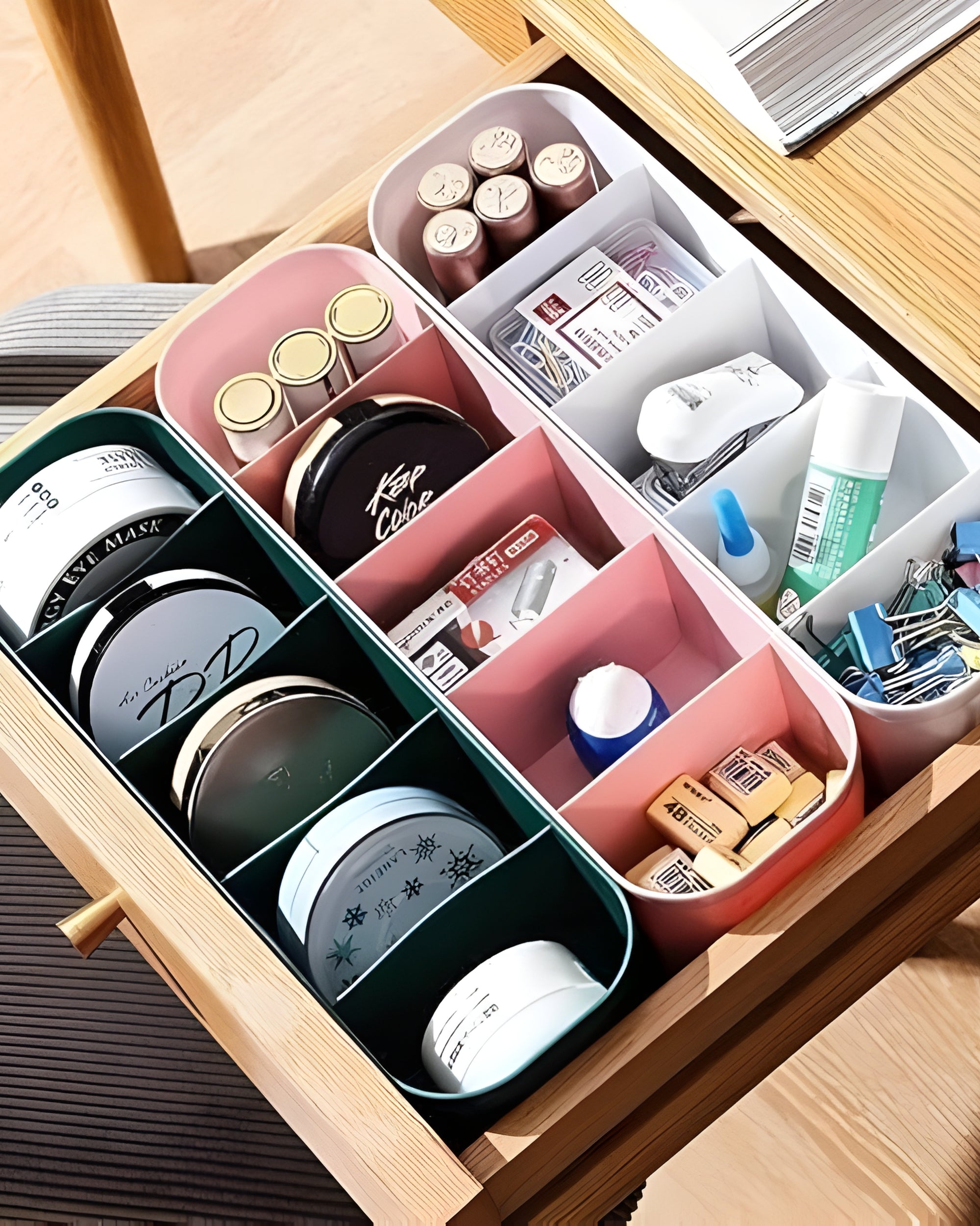 Premsons® 5 Compartments Stackable Plastic Storage Box – White | Multi-Purpose Organizer for Stationery, Jewelry, Craft & Household Items