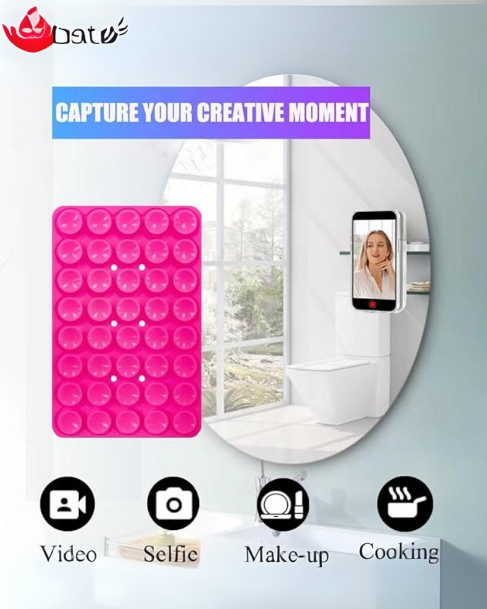 Premsons® StickyGrippy Suction Phone Case Mount – Silicone Adhesive Holder for iPhone & Android | Hands-Free Mirror & Shower Stand, Fidget Toy for Videos, Selfies & More