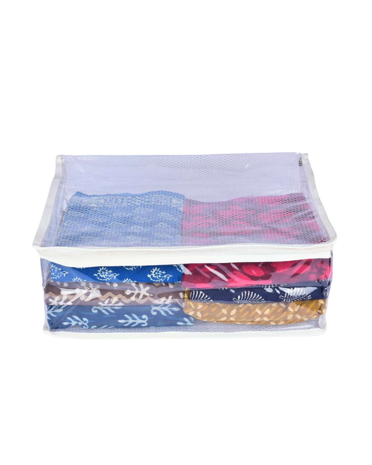 Premsons® Transparent Saree Cover with Zip | Durable & Foldable Storage Organizer for Wardrobe | Protects from Dust & Moisture | Pack of 2 | White