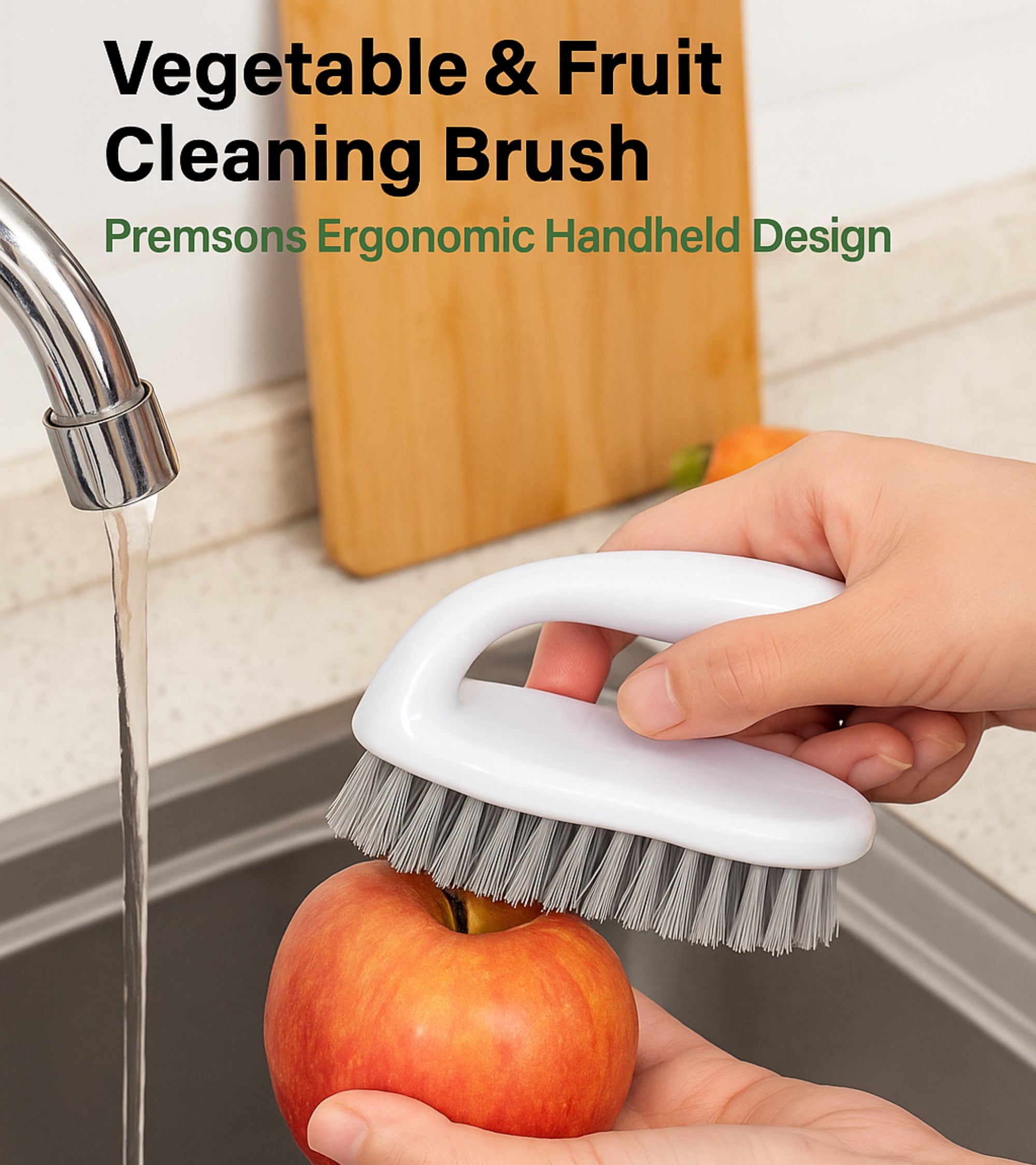 Premsons® Ergonomic Handheld Mini Scrub Brush – Vegetable & Fruit Cleaning Brush with Soft Bristles for Gentle and Effective Cleaning