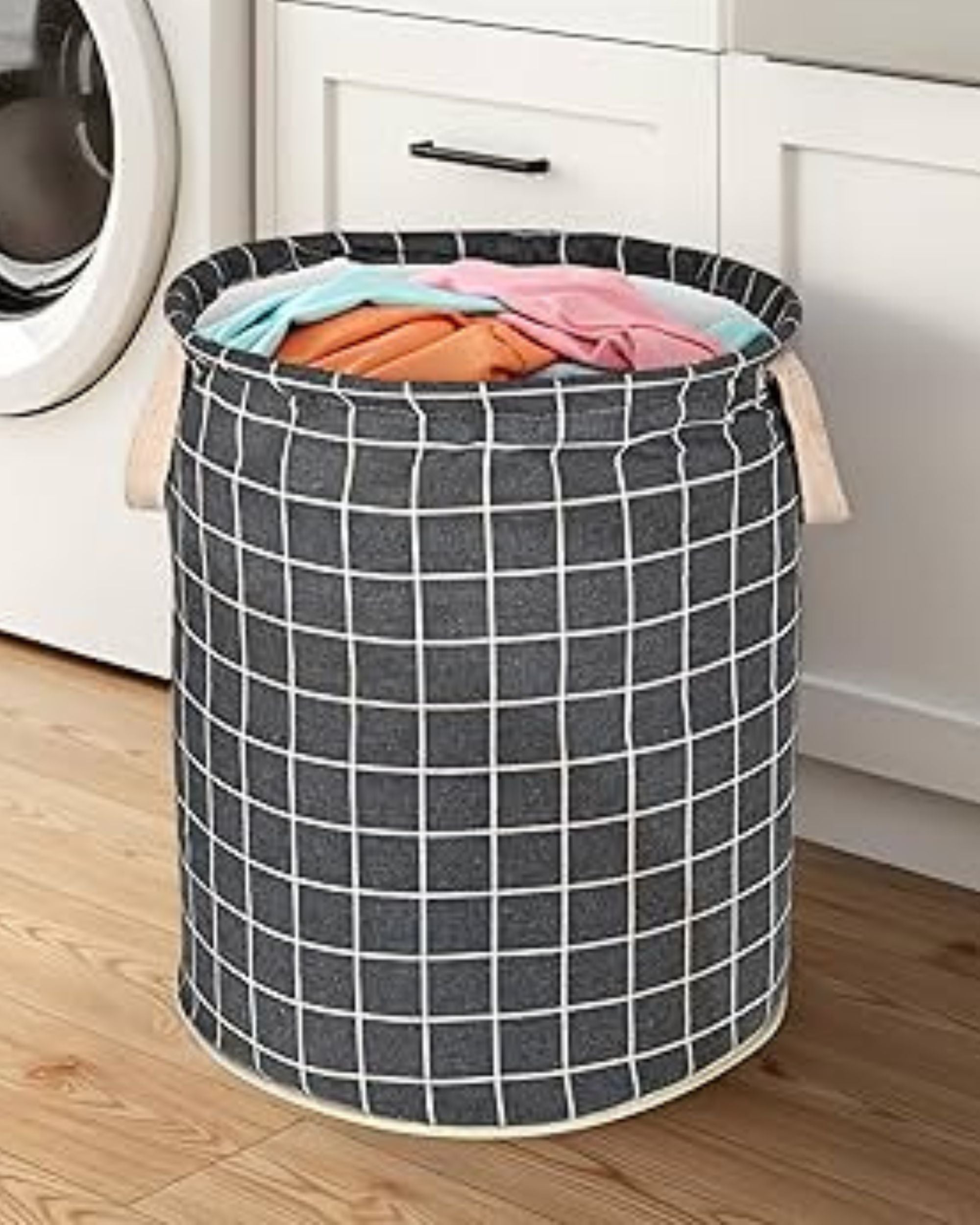 Premsons® Foldable Laundry Bag Basket | Large Capacity Clothes Storage Hamper with Handles | Durable Collapsible Laundry Organizer for Bedroom, Bathroom & Hostel | Black