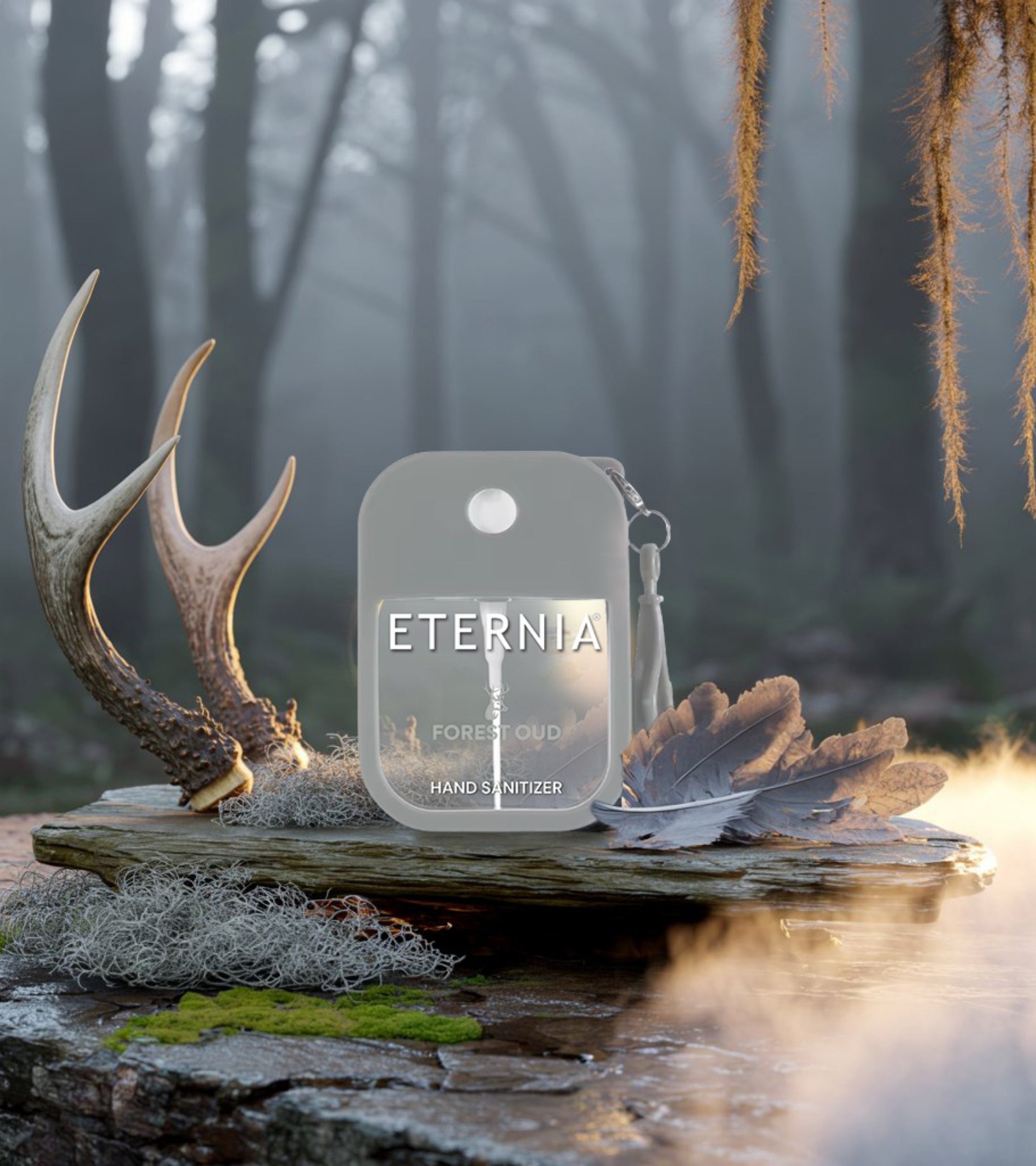 Eternia® Hand Sanitizer Spray - Hydrating Moisturizing Power Mist - Gentle on Skin, Quick-Drying Formula, Travel Friendly - Forest Oud - 300+ Sprays - Pack of 2