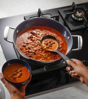 Fusao EX+ 26cm Triply Ceramic Kadai with SS Lid
