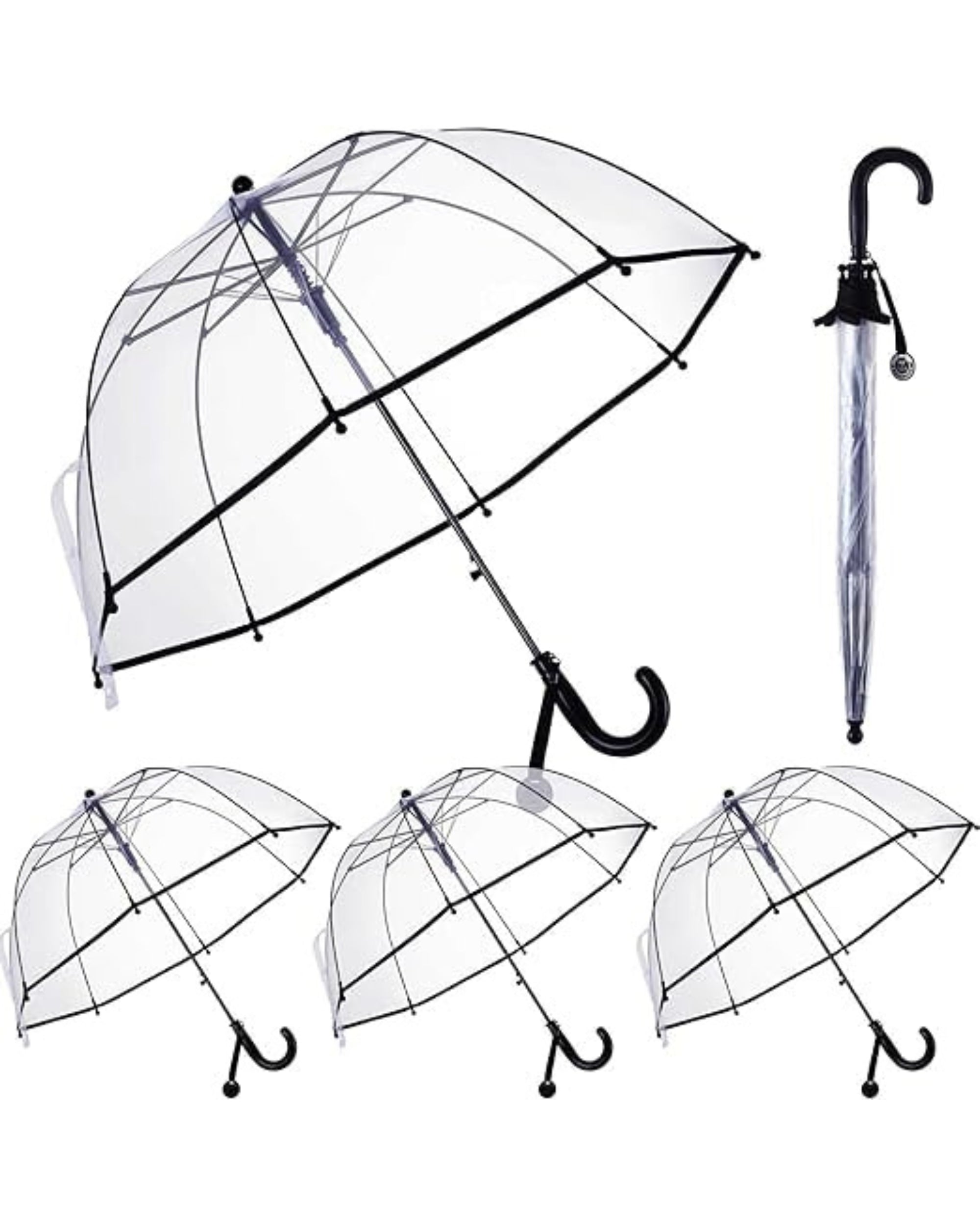 Premsons® Clear Transparent Umbrella for Girls – Stylish Bubble Dome with Handle – Lightweight, Windproof & Durable - for Kids