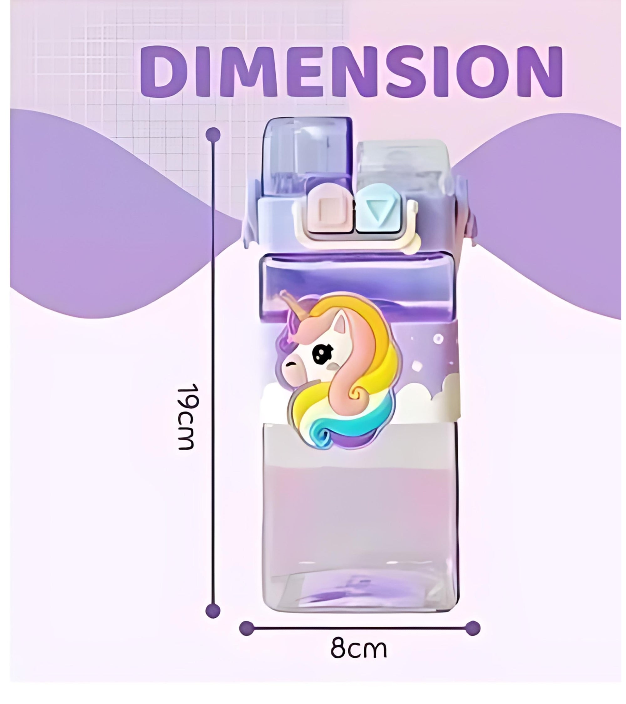 Premsons® Cute Unicorn Dual-Chamber Water Bottle for Kids – BPA-Free, Leakproof, 2-in-1 Hydration Bottle with Straw – 520ml (Purple)