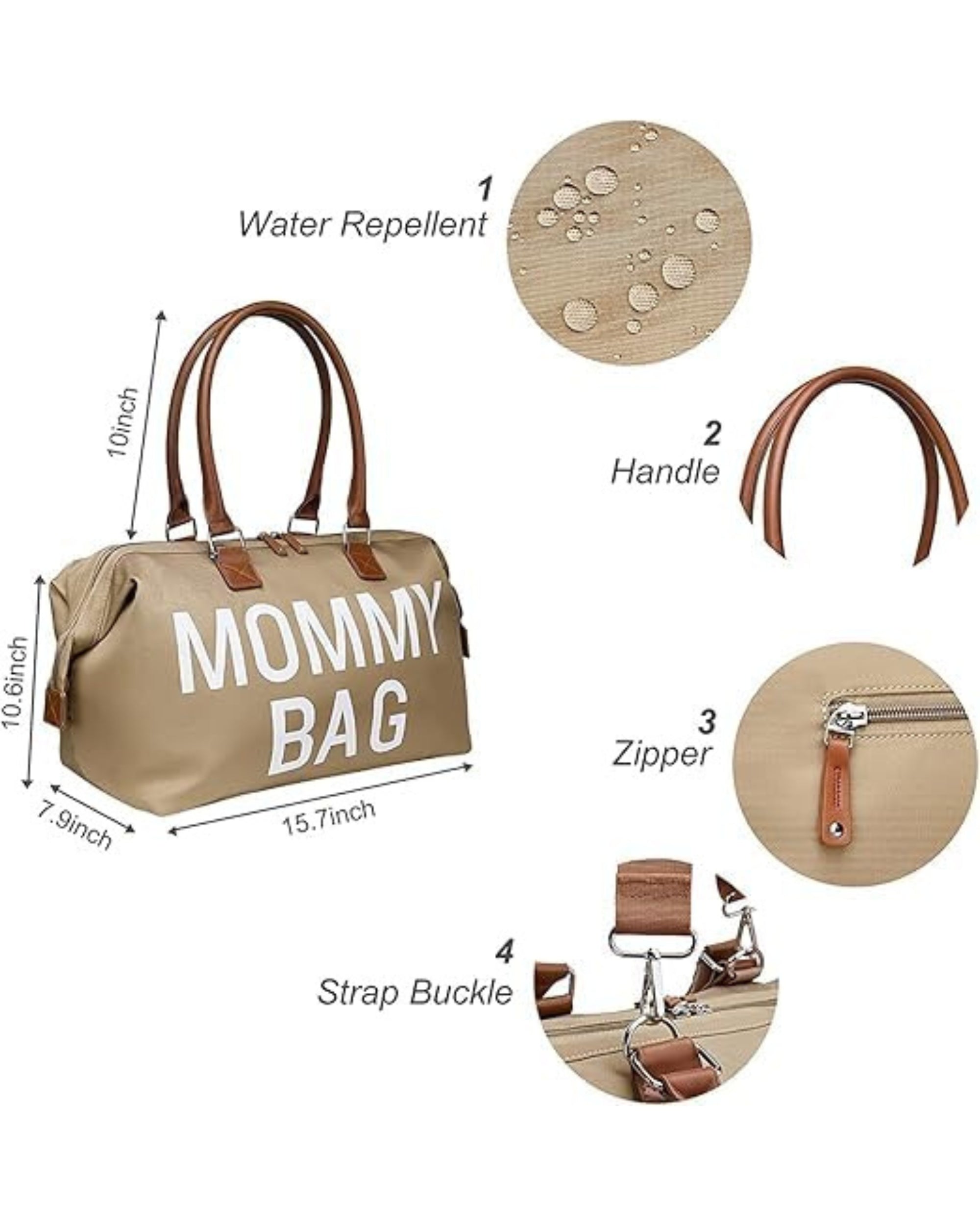 Premsons® Mommy Tote Bag | Large Diaper Bag with 2 Removable Organizing Pouches | Stylish & Spacious Baby Essentials Travel Bag for Moms