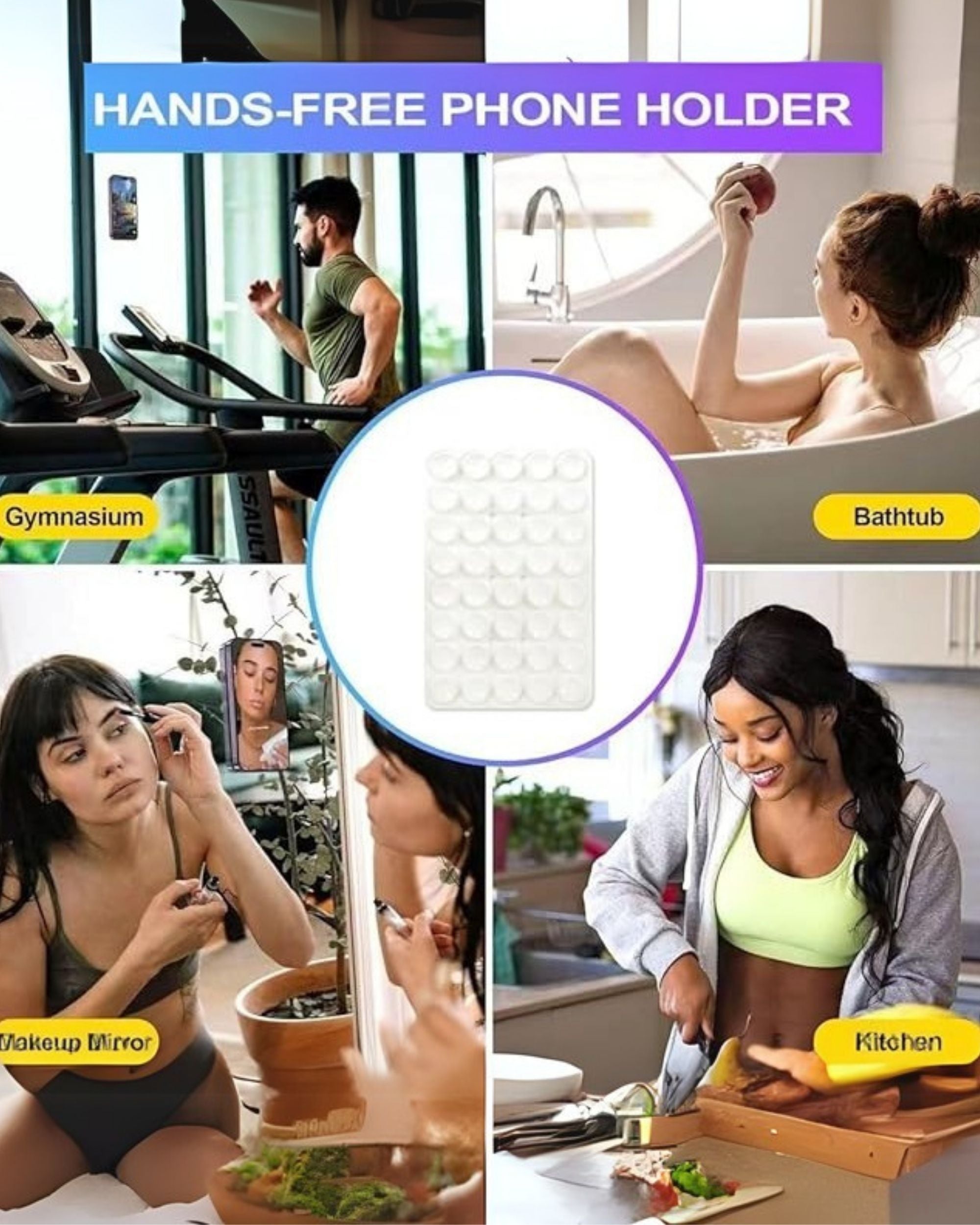 Premsons® StickyGrippy Suction Phone Case Mount – Silicone Adhesive Holder for iPhone & Android | Hands-Free Mirror & Shower Stand, Fidget Toy for Videos, Selfies & More