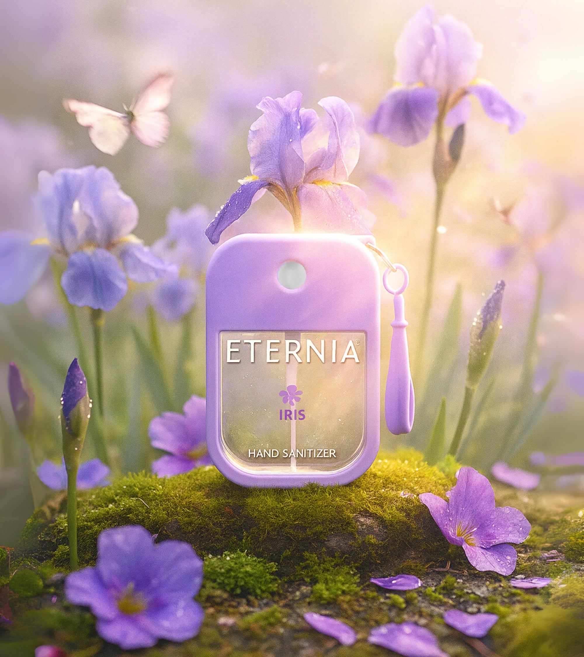Eternia® Hand Sanitizer Spray - Hydrating Moisturizing Power Mist - Gentle on Skin, Quick-Drying Formula, Travel Friendly - Iris - 300+ Sprays - Pack of 2