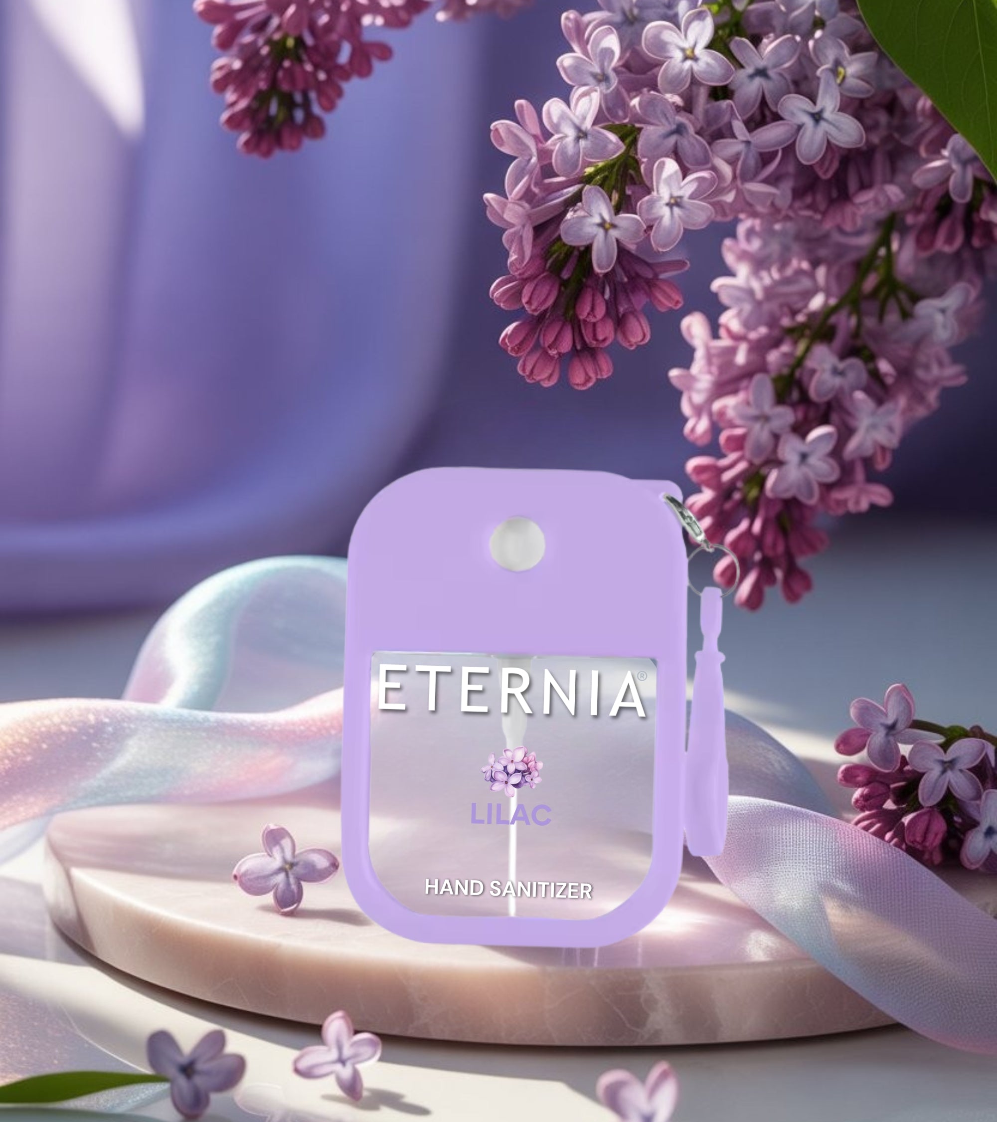 Eternia® Hand Sanitizer Spray - Hydrating Moisturizing Power Mist - Gentle on Skin, Quick-Drying Formula, Travel Friendly - Lilac - 300+ Sprays - Pack of 2
