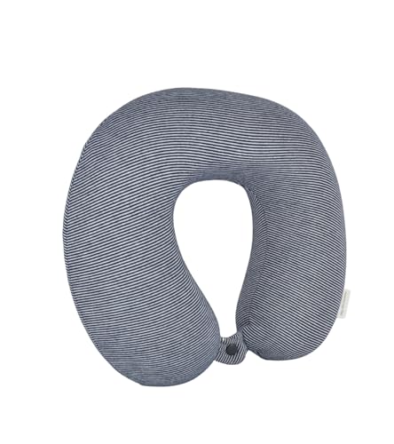 Cushy® Travel Neck Pillow with 360-Degree Head Support - Memory Foam Luxury Soft Pillow for Sleeping Rest - Home Travel Airplane Car - Plain, White & Blue