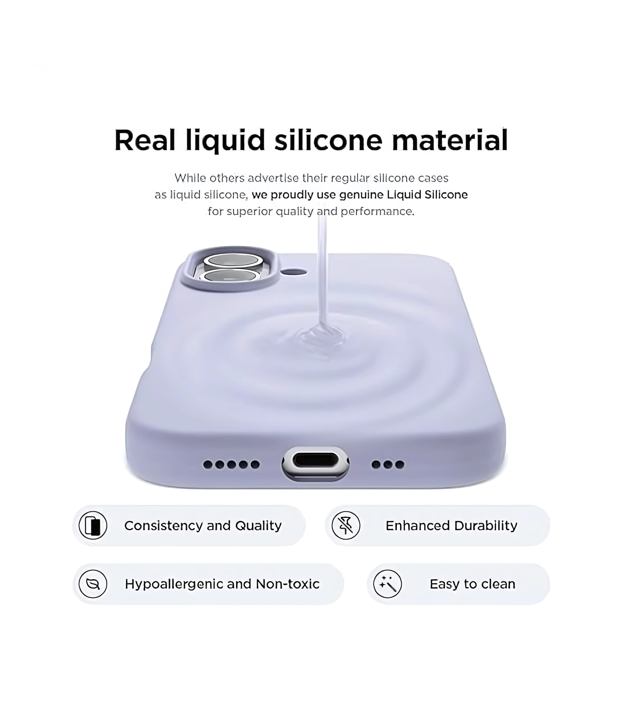 Premsons® Soft Silicone Back Case for iPhone 16 Plus – Slim, Shockproof, Pastel Matte Finish Cover (Lavender Purple)