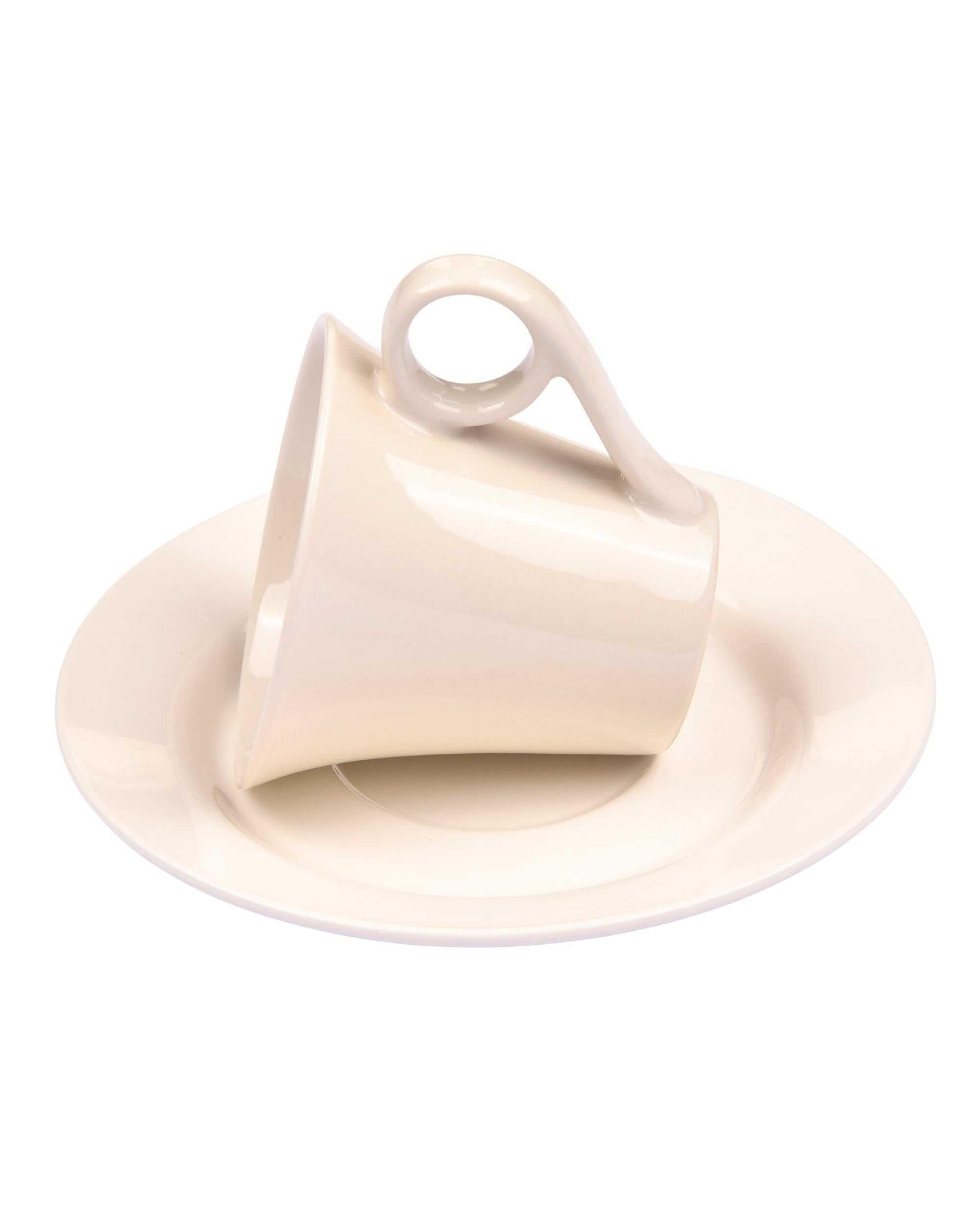 Premsons® Ceramic Coffee Cup with Saucer – Elegant Tea/Coffee Mug Set for Home & Office | Stylish Daily Use Cup Set – Set of 6