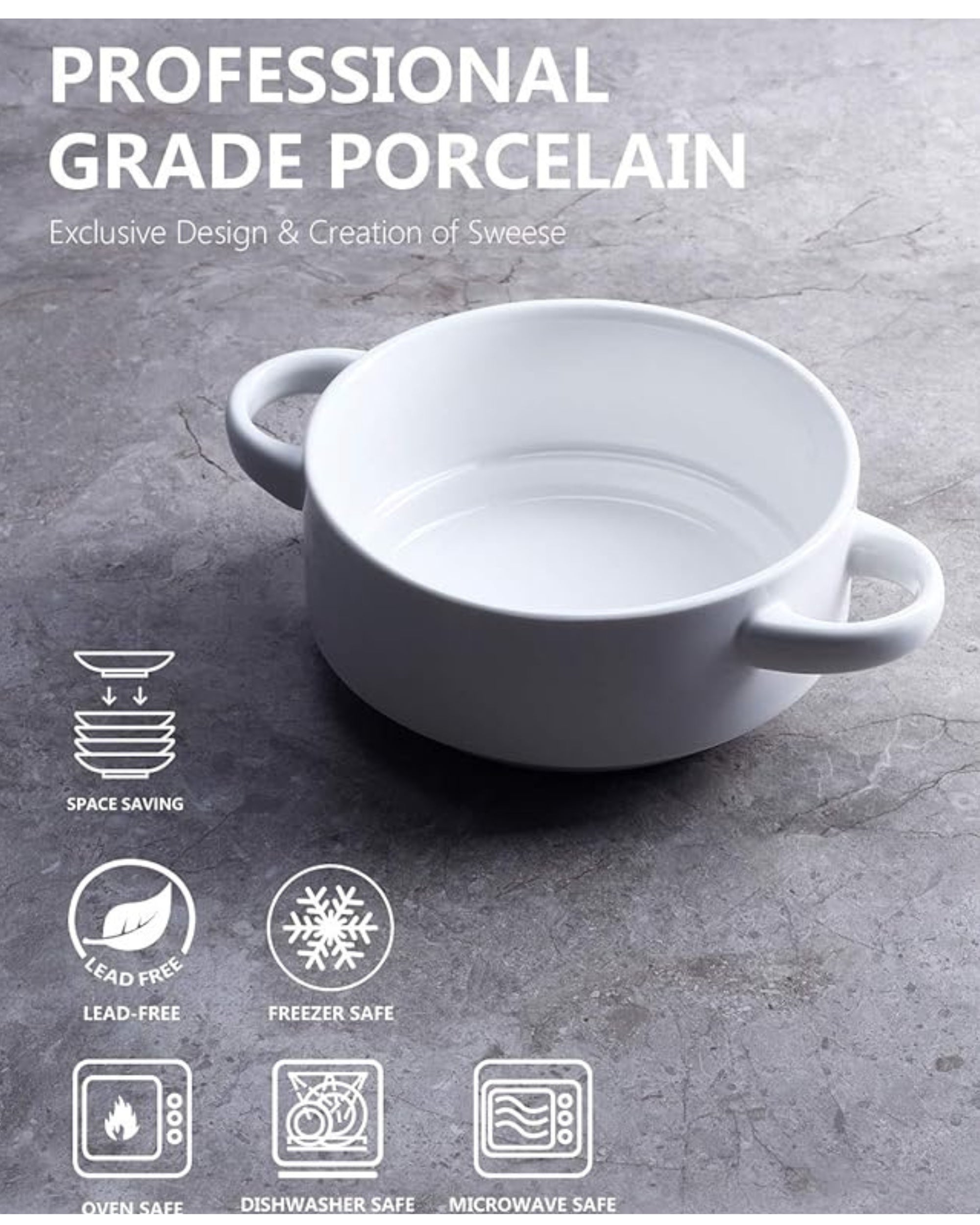 Premsons® Elegant 250ml White Porcelain Soup Bowls – Durable, Microwave & Dishwasher Safe, Premium Tableware for Daily Use, Parties, and Special Occasions – Set of 6
