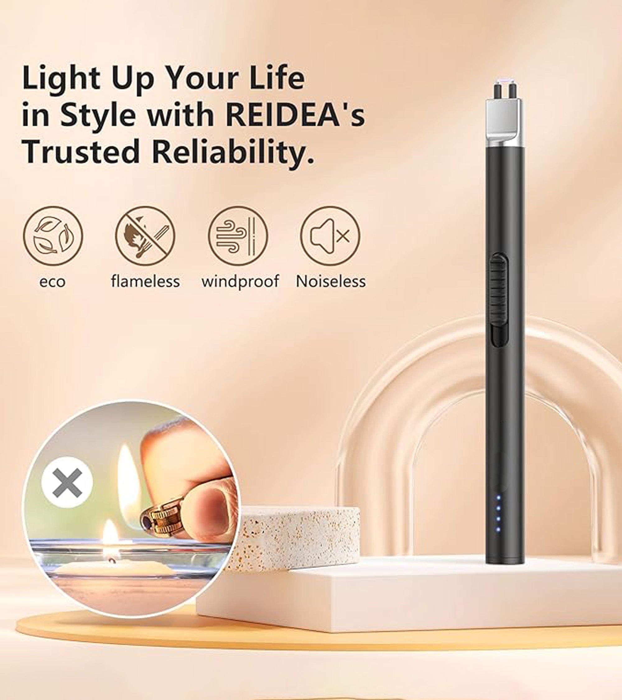 Premsons® Flameless USB Electric Lighter with Safety Lock – Rechargeable Arc Lighter for Candles, BBQ, Camping, Gas Stove & Birthday Use