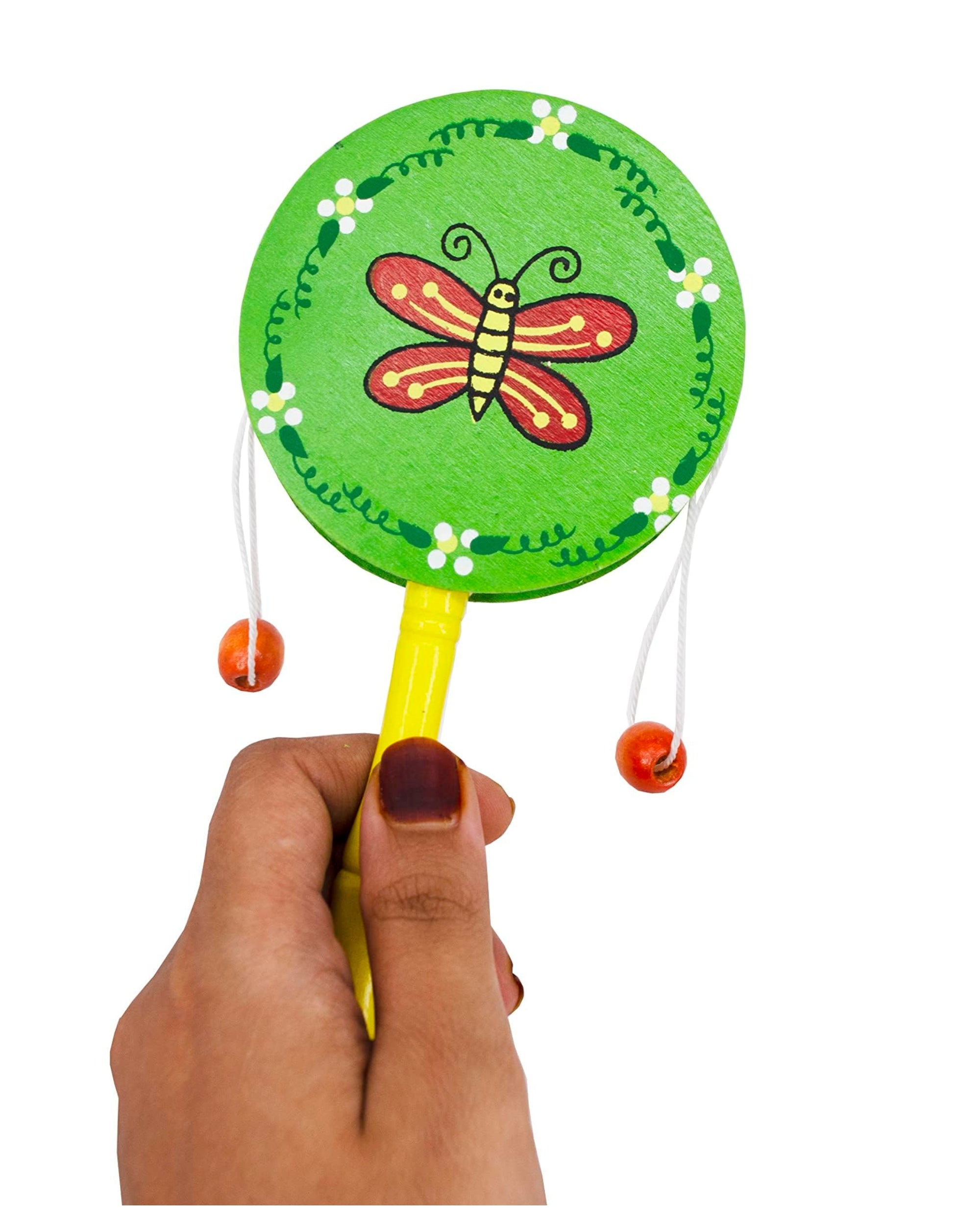 Premsons® Wooden Rattle – Pack of 6 Cute Cartoon Hand Bell Toys for Infants & Toddlers | Lightweight & Safe Wooden Rattle Set for Newborns (0 to 36 Months)