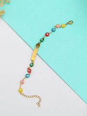 Premsons® Stainless Steel Evil Eye Bracelet – Gold-Plated Protection Charm for Women & Girls - Multicolor