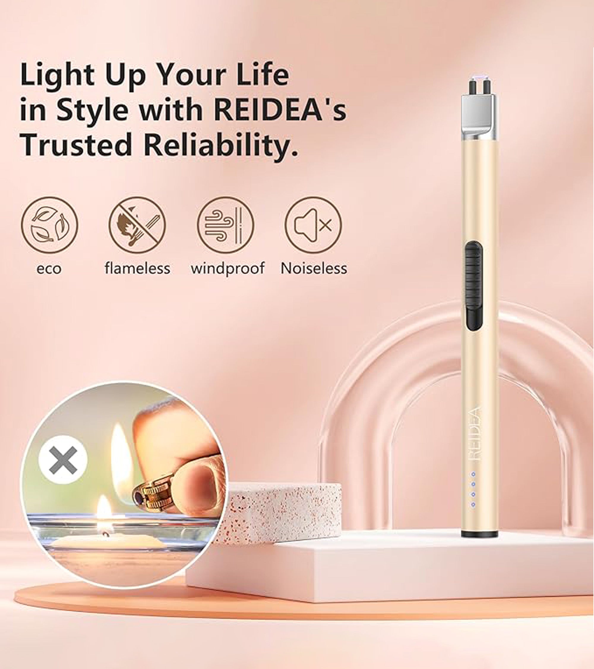 Premsons® Flameless USB Electric Lighter with Safety Lock – Rechargeable Arc Lighter for Candles, BBQ, Camping, Gas Stove & Birthday Use