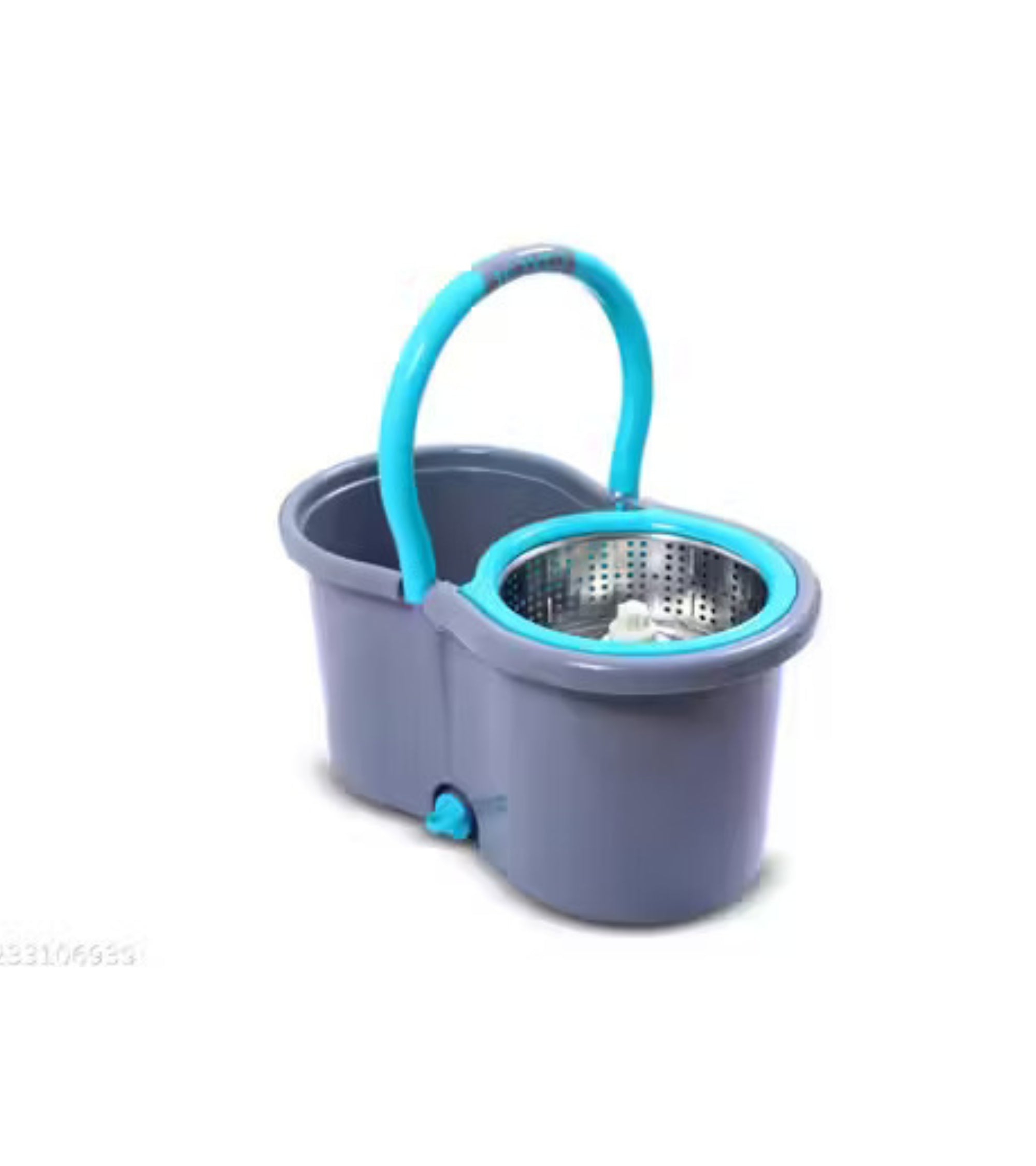Premsons® 360° Spin Mop with Stainless Steel Auto-Fold Handle | Durable Plastic Spinner Bucket | Easy Floor Cleaning System with Extra Refill – Grey