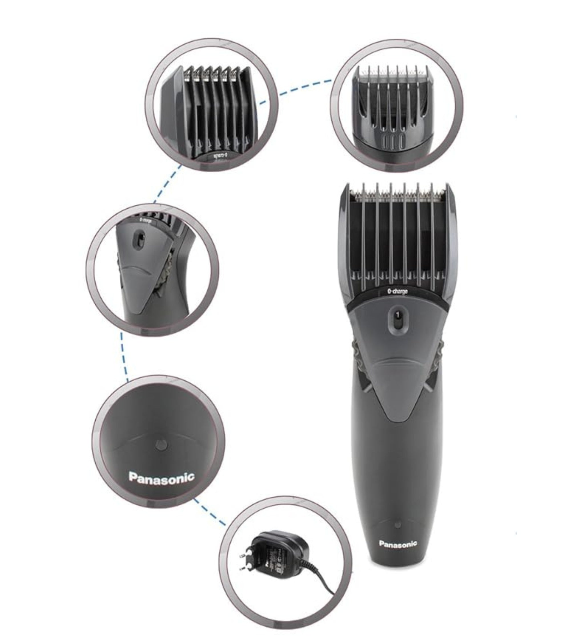 Panasonic ER-207-WK-44B Men's Beard and Hair Trimmer| 12-Step Quick Adjust Dial (2–18mm) | Cord/Cordless | Rechargeable Men's Grooming Kit