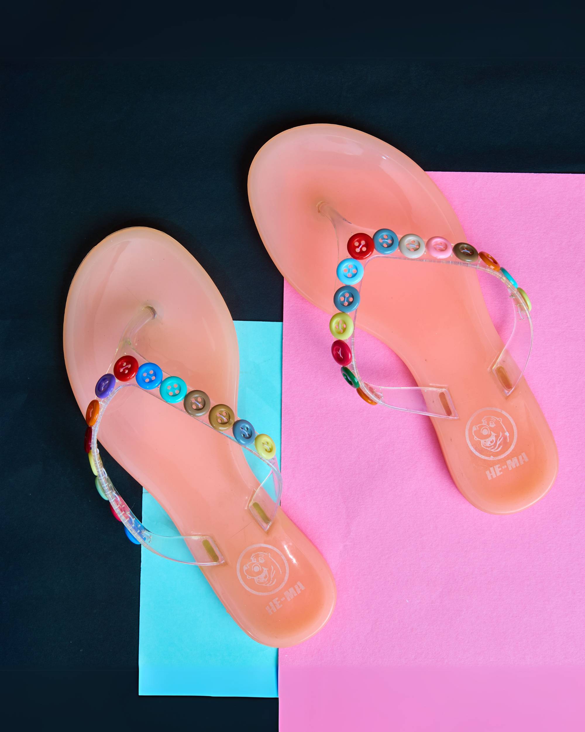 Premsons® Girls Fancy Slippers with Rainbow Button - Stylish Sandals for Kids | Comfortable & Durable Footwear | Cute Dailywear Sandals for Girls