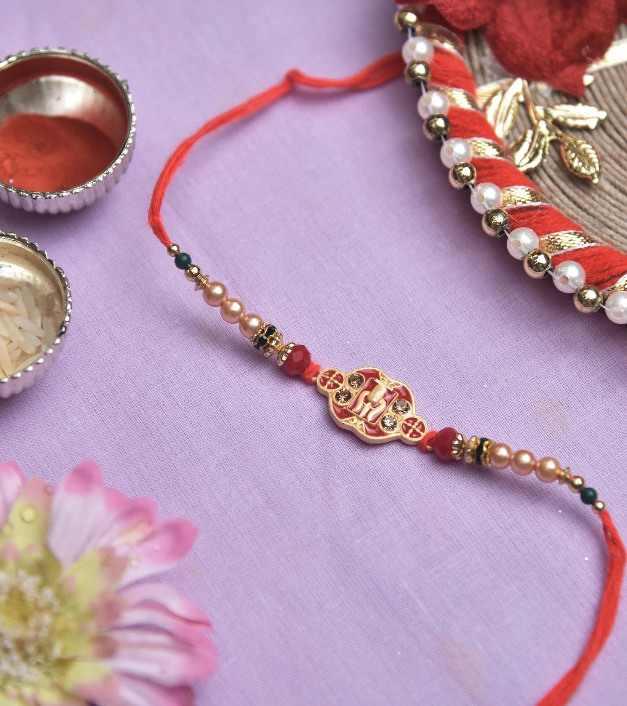 Premsons® Red Ethnic Rakhi with Motif – Raksha Bandhan Special