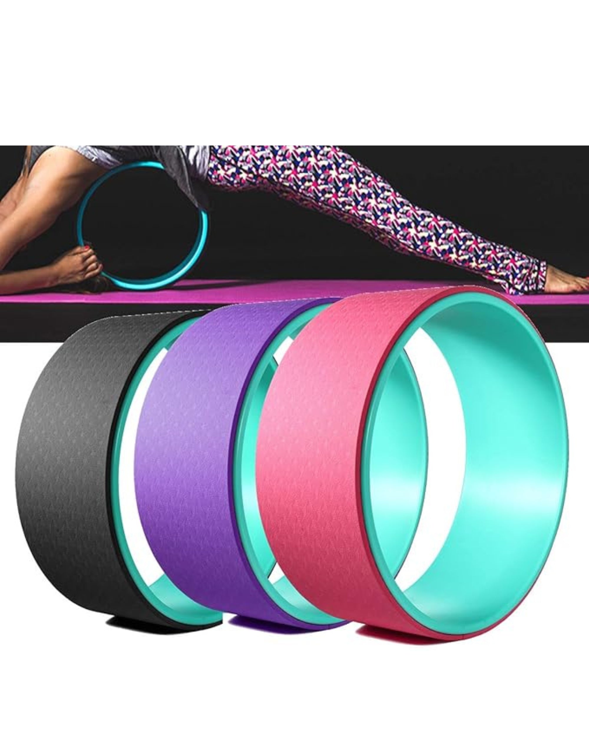 Premsons® Yoga Wheel – Back Opener & Flexibility Trainer for Yoga, Stretching, Backbends & Pain Relief | Improve Balance, Poses & Posture – Strong, Anti-Slip Design for Men & Women