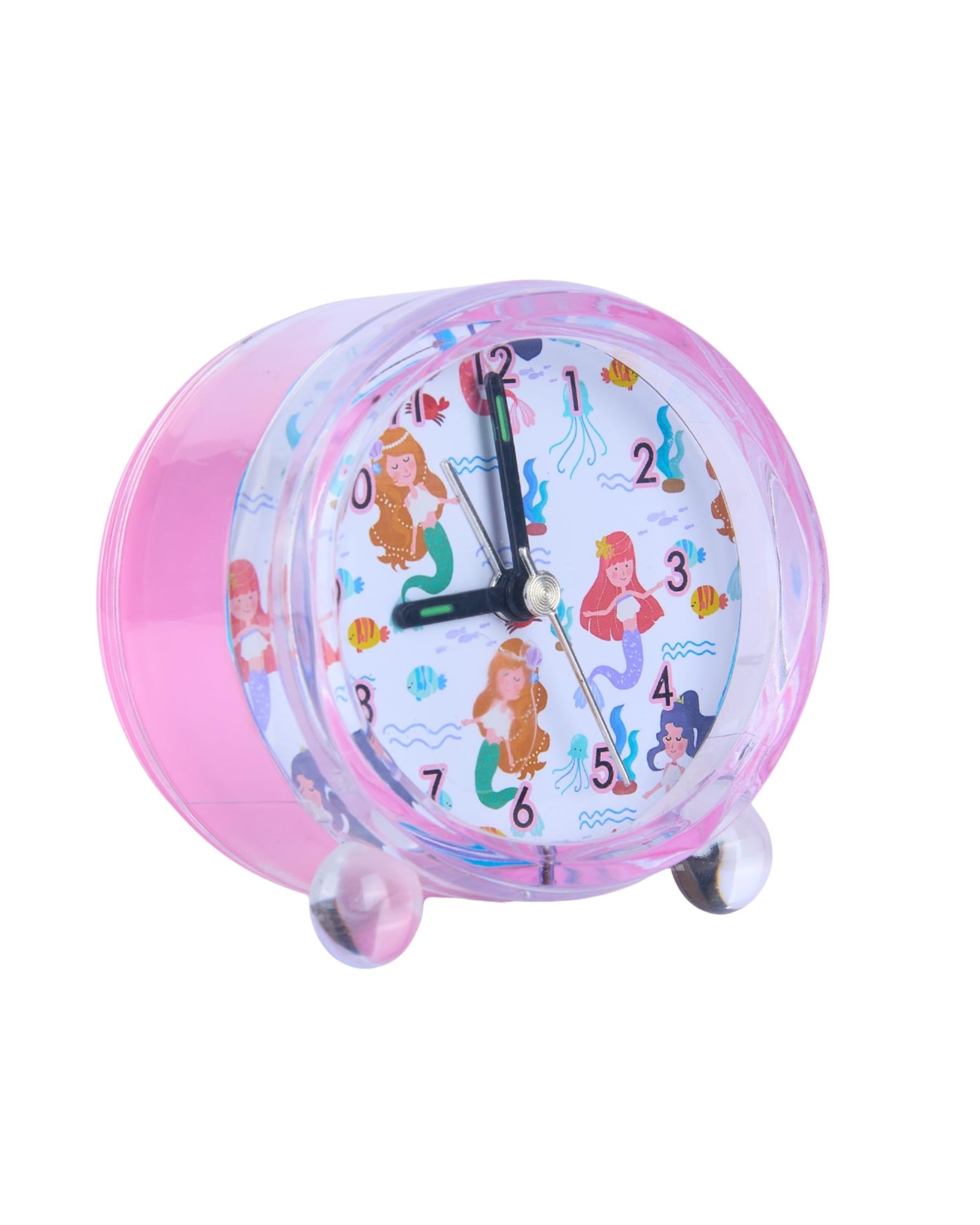 Premsons® Table Clock for Kids - Girls Bedroom Beep Alarm Clock - Loud Bell Alarm for Children Study Table - Bed Watch for Heavy Sleepers - Mermaid Design - Oval Shape - Assorted Colours