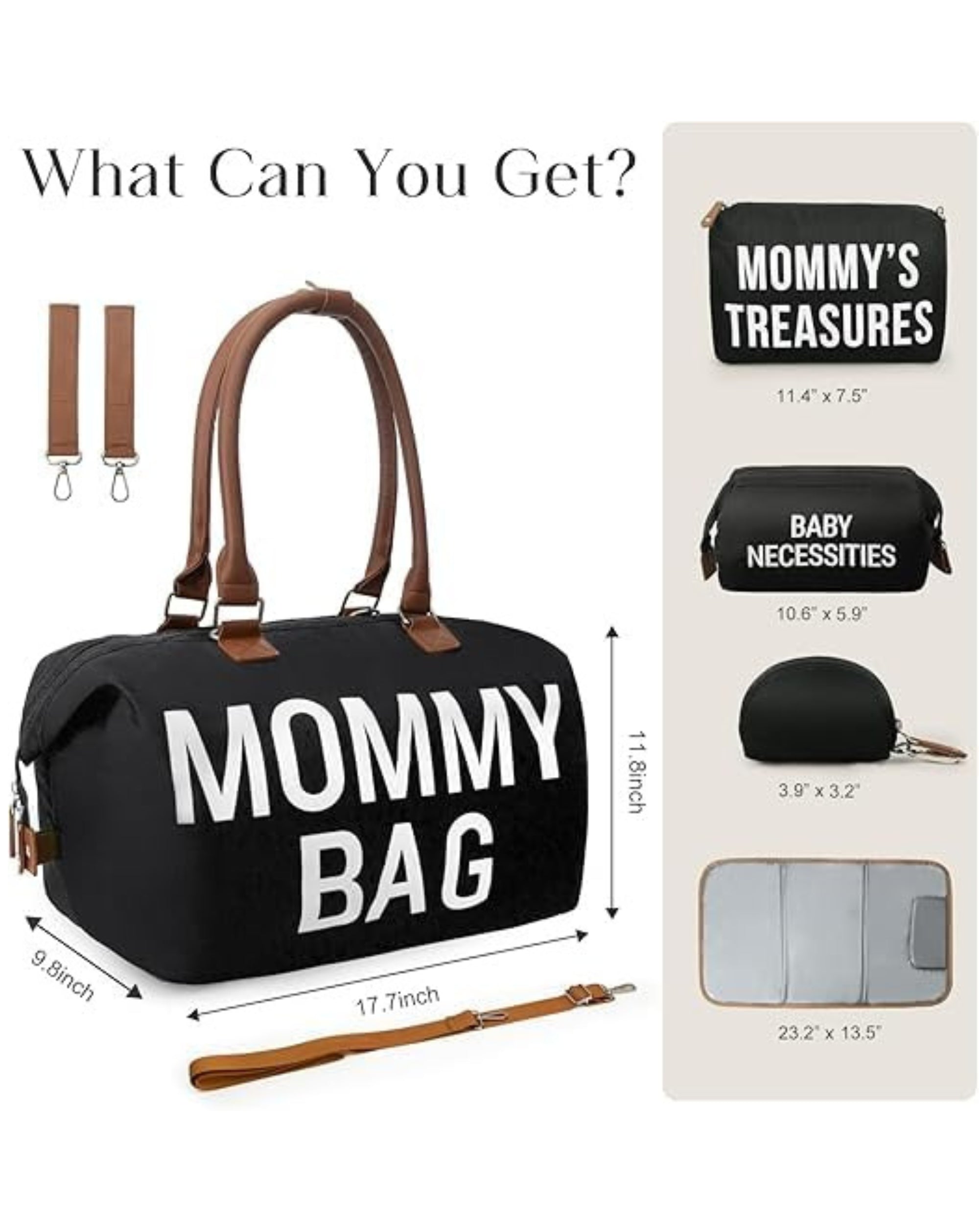 Premsons® Mommy Tote Bag | Large Diaper Bag with 2 Removable Organizing Pouches | Stylish & Spacious Baby Essentials Travel Bag for Moms