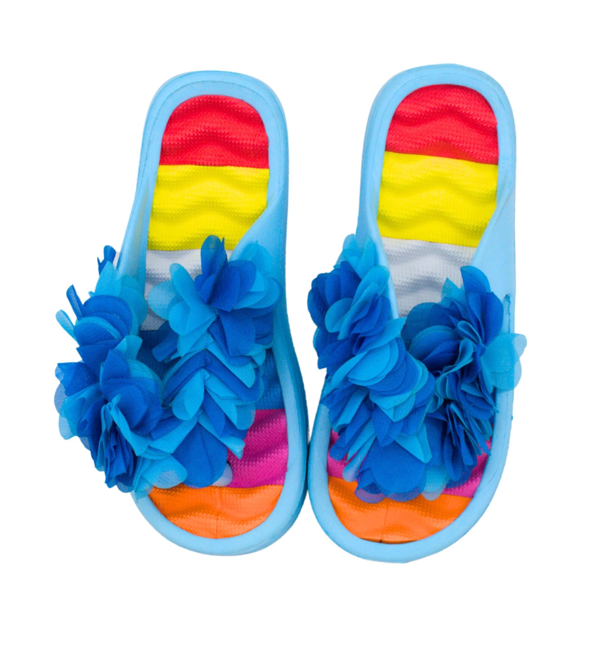 Premsons® Women's Floral Wedge Sandals - Casual Platform Beach Vacation Footwear - Flip Flop Slippers for Pool Holidays