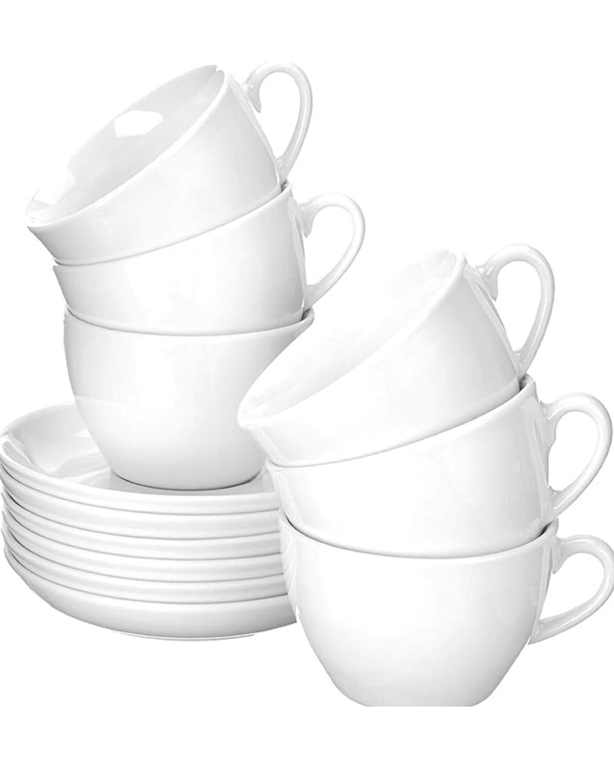 Premsons® Ceramic Coffee Cups with Saucers – Classic Tea & Coffee Mug Set for Home, Office & Daily Use – Elegant Drinkware – Pack of 6