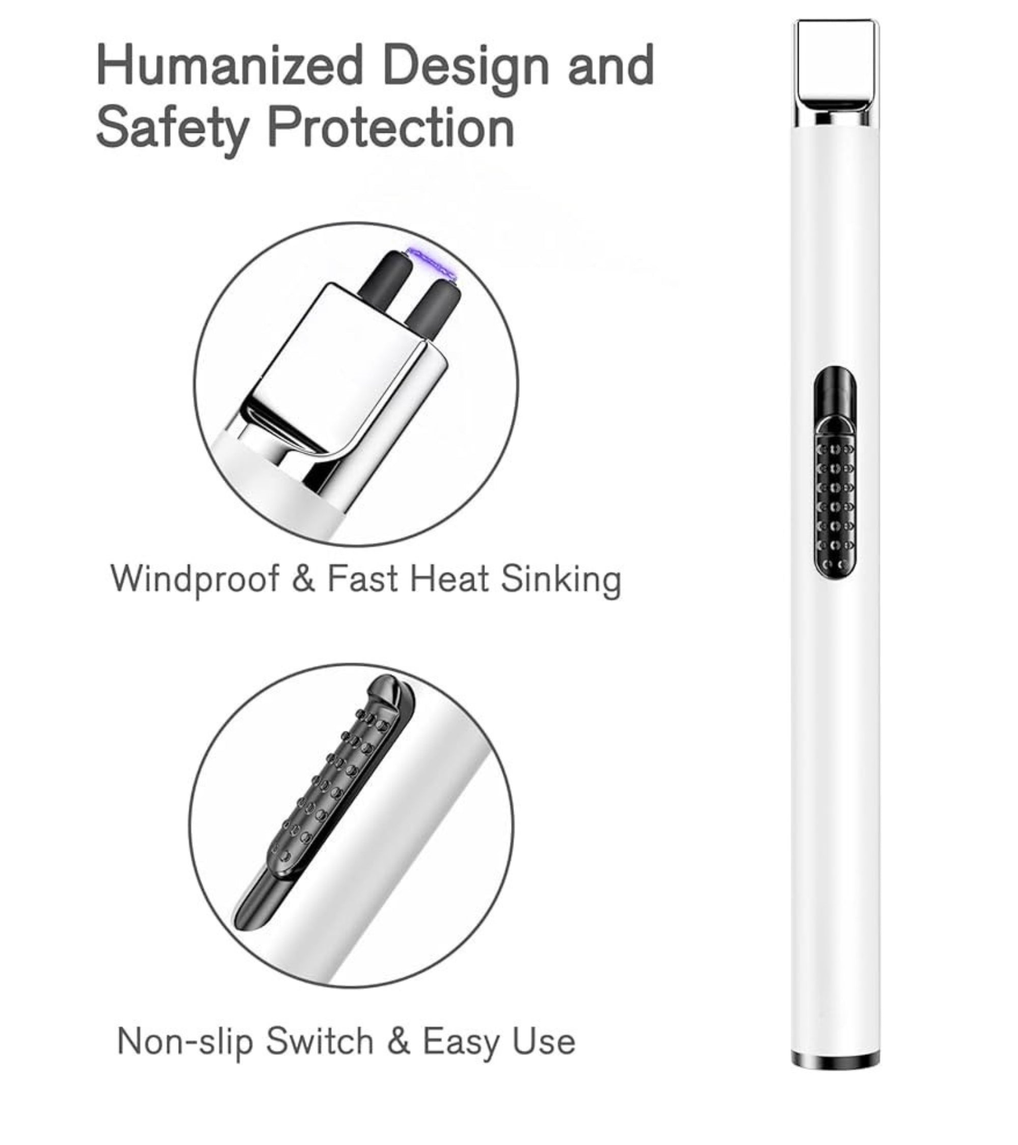 Premsons® Flameless USB Electric Lighter with Safety Lock – Rechargeable Arc Lighter for Candles, BBQ, Camping, Gas Stove & Birthday Use