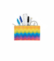 Premsons® Wavy Design Colourful Leatherette Pouch | Vibrant Wave Pattern, Premium Finish, Durable & Lightweight, Zip Closure, Multipurpose Storage
