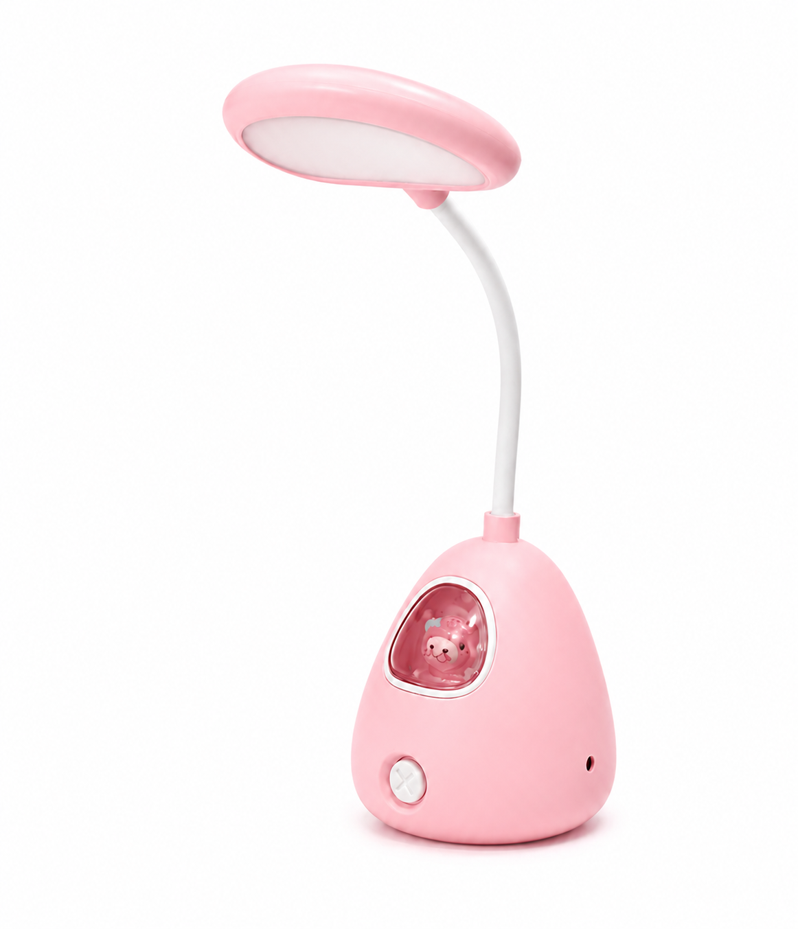 Kids LED reading lamp with pink base and oval face screen