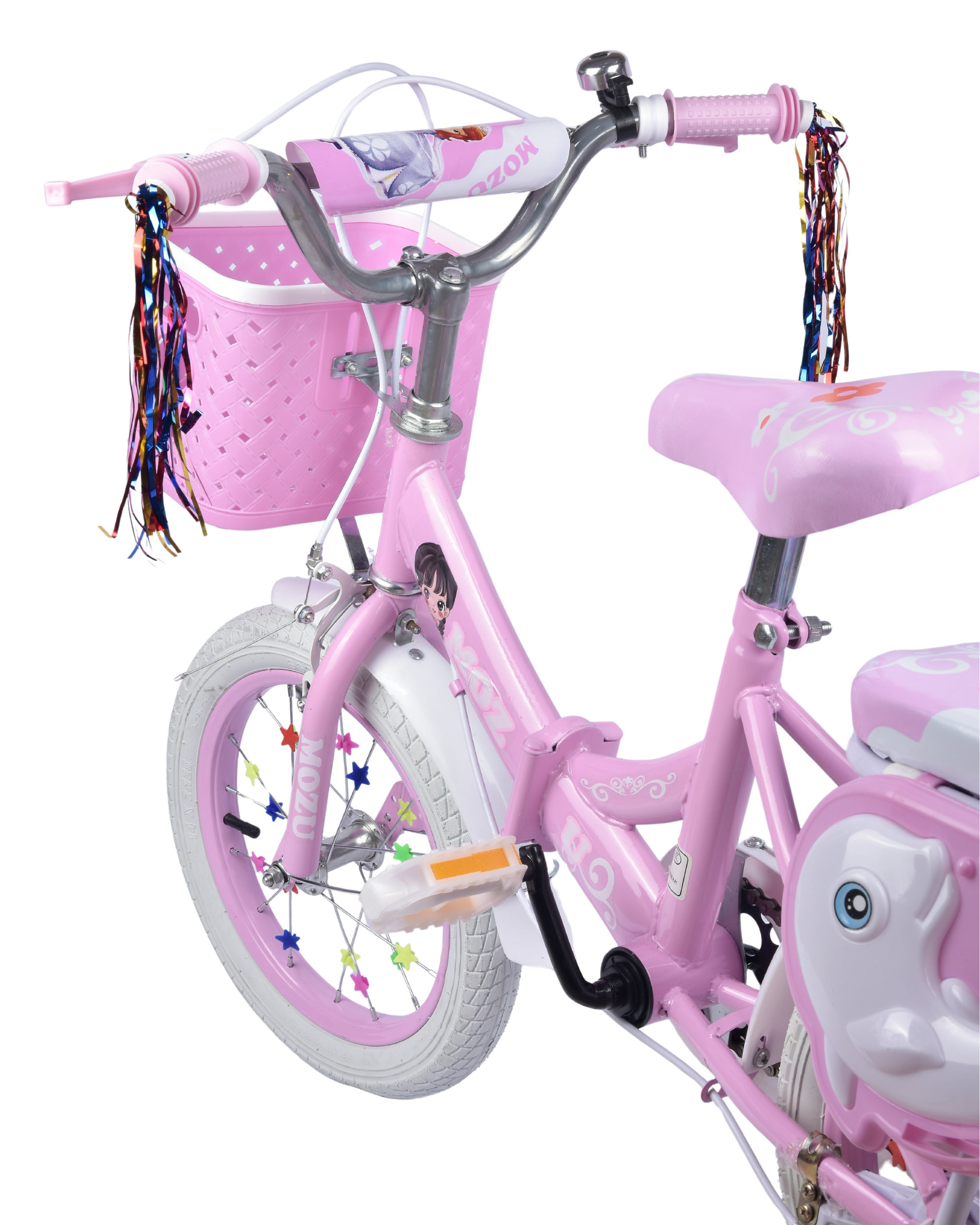 Premsons® Pink Folding Kids Bicycle with Training Wheels – Durable Foldable Girls’ Cycle with Front Basket, Comfortable Back Seat, Colorful Handlebar Streamers & Easy Storage Design