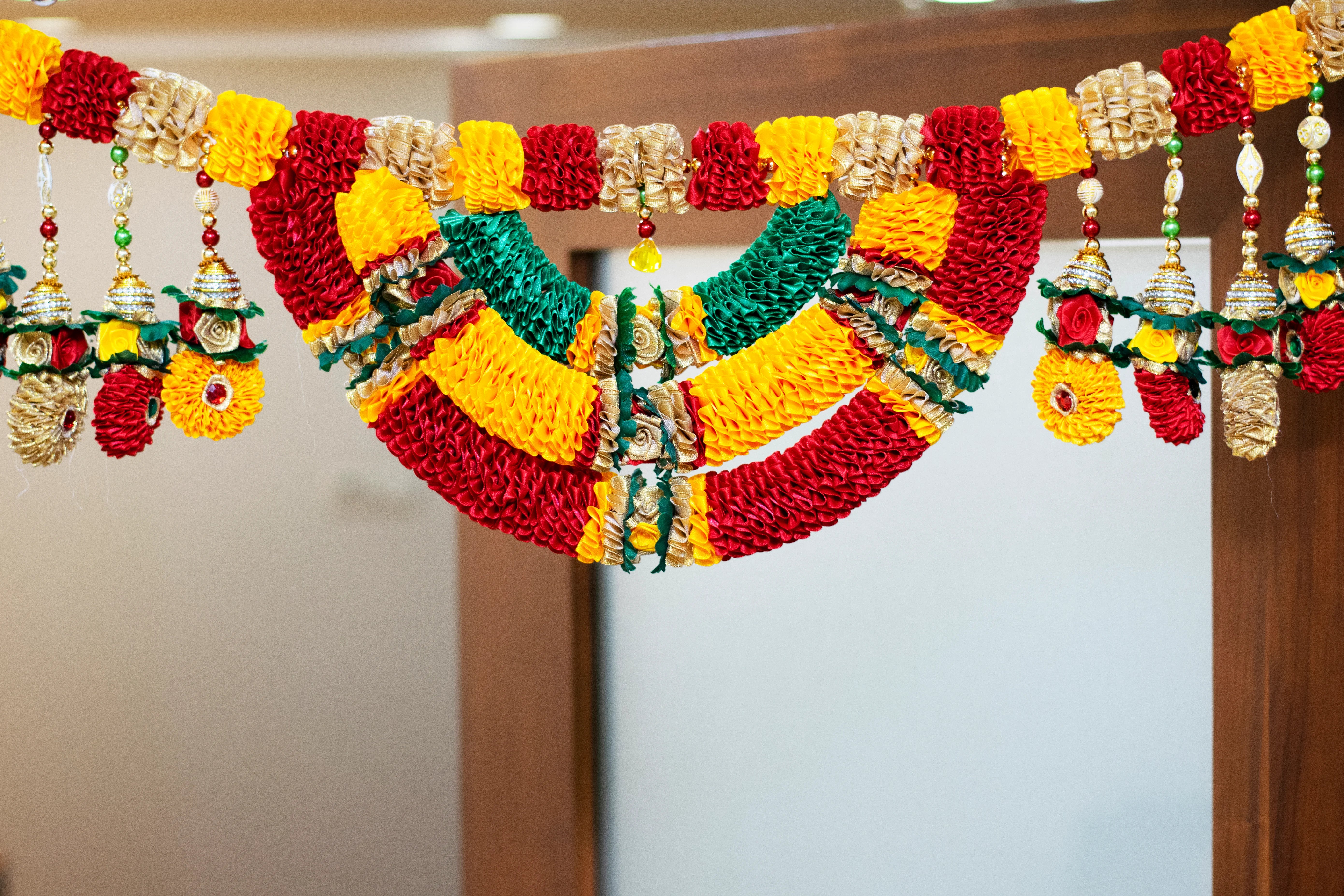 Premsons® Red Marigold Inspired Toran – Indian Festival Garland