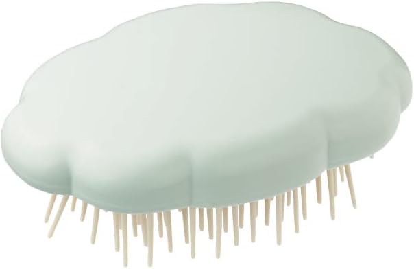 Light mint cloud-shaped scalp massage hair brush with soft rounded body and fine bristles