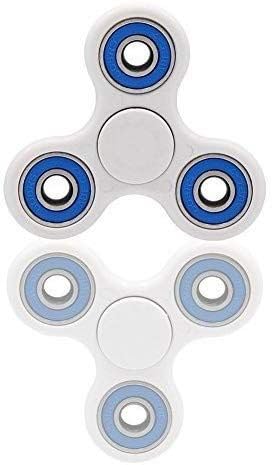 Premsons® Hand Spinner Desk Toy - High Speed Smooth Finger Spin Sensory Fidget Stress Relief Game Play for Kids & Adults - Birthday Party Gift - Four Bearing - White + Blue Bearing